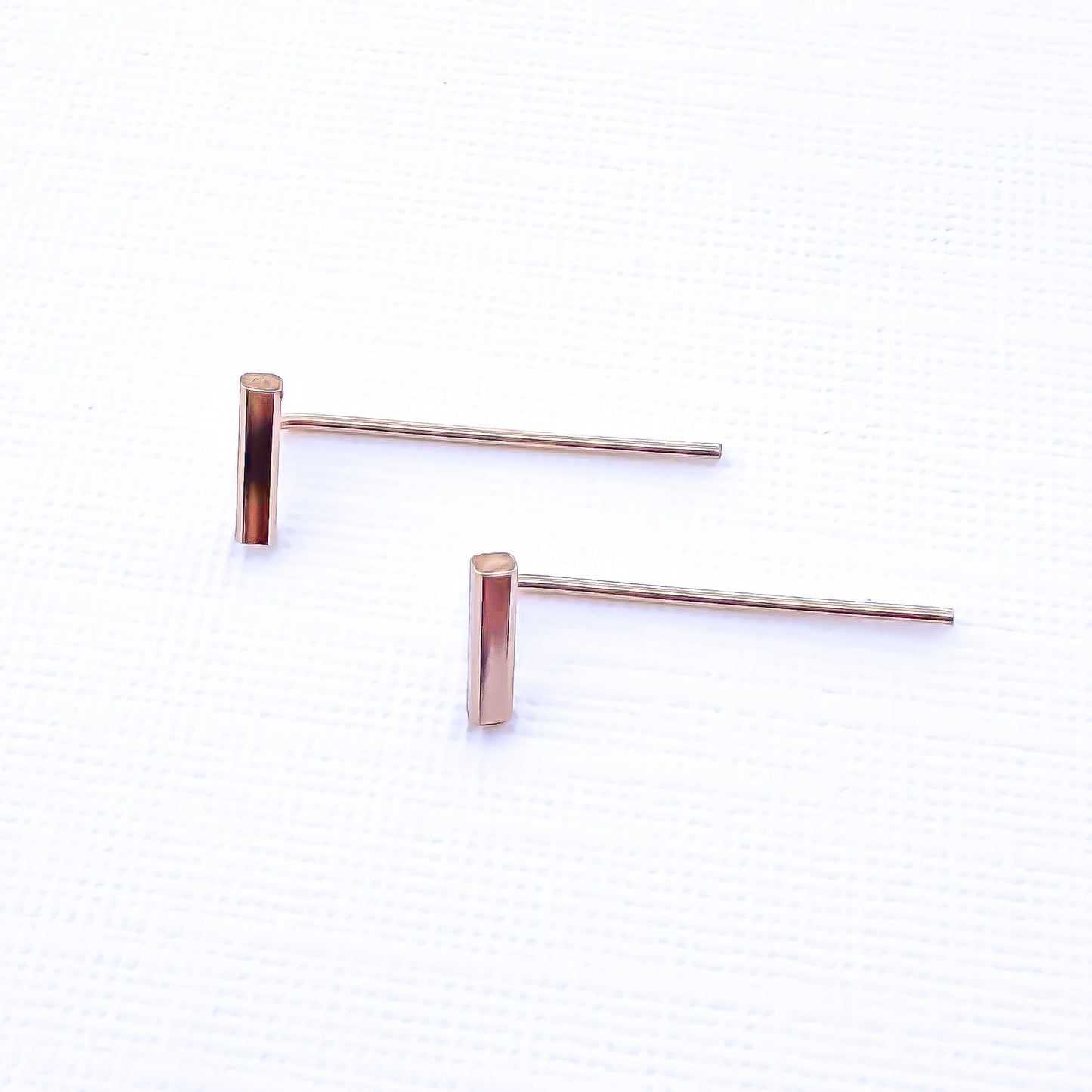 Bar Threader Earrings, 14K Rose Gold Filled