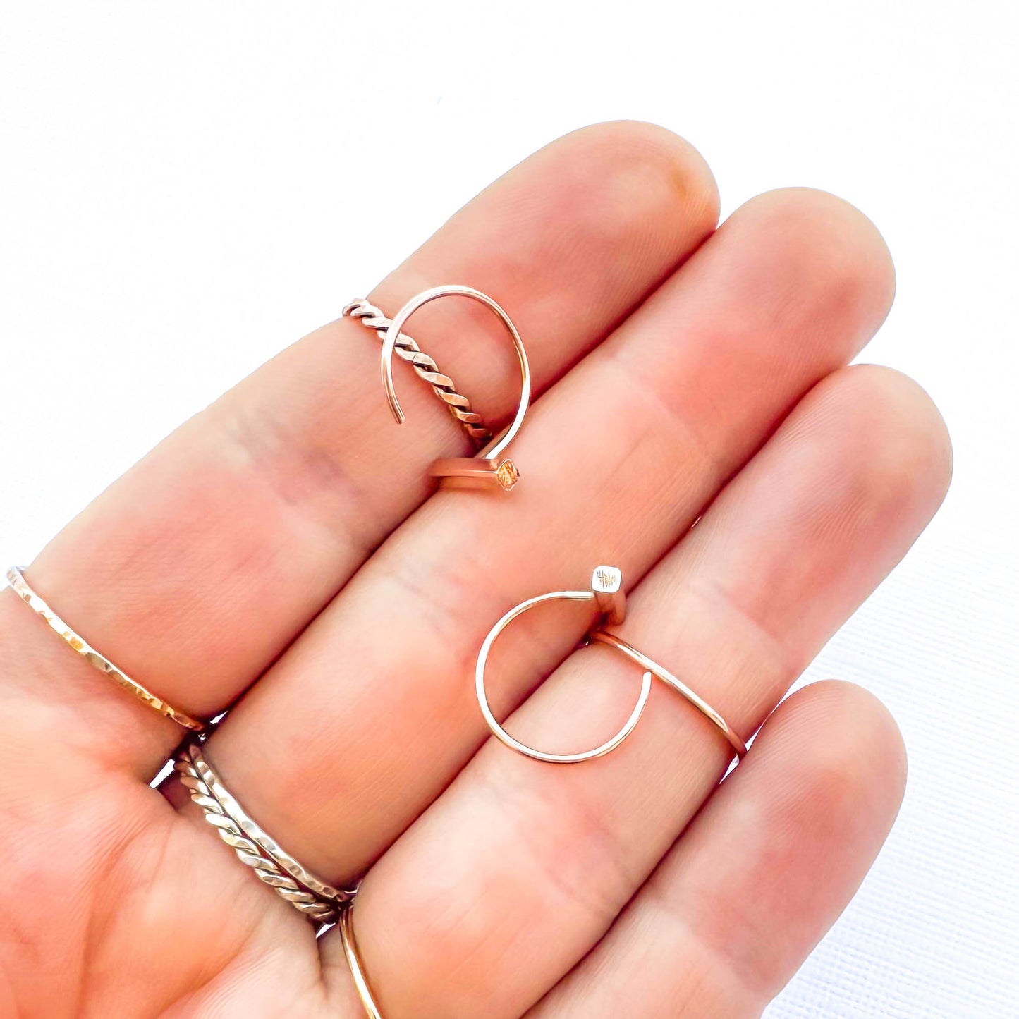 Bar Threader Half Hoop Earrings, 14K Gold Filled