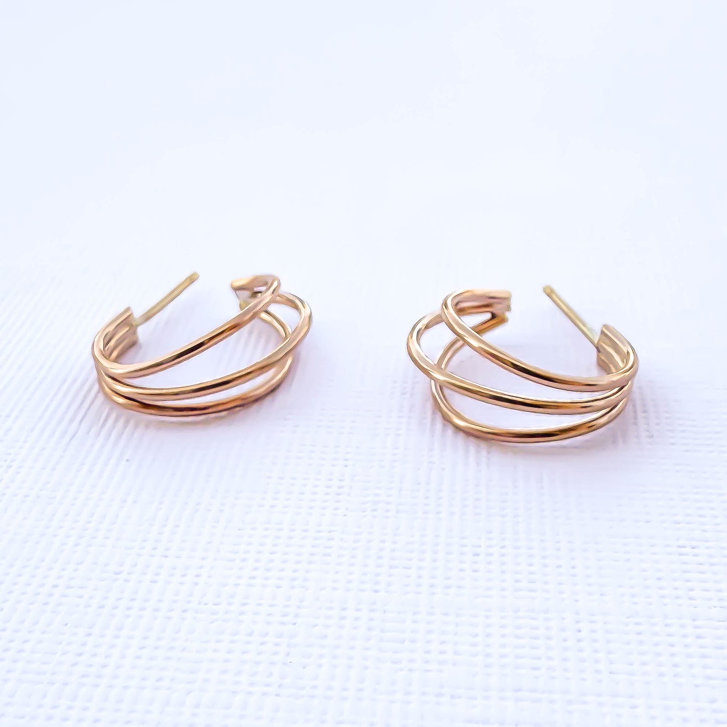 Triple Hoop Earrings, 14K Rose Gold Filled