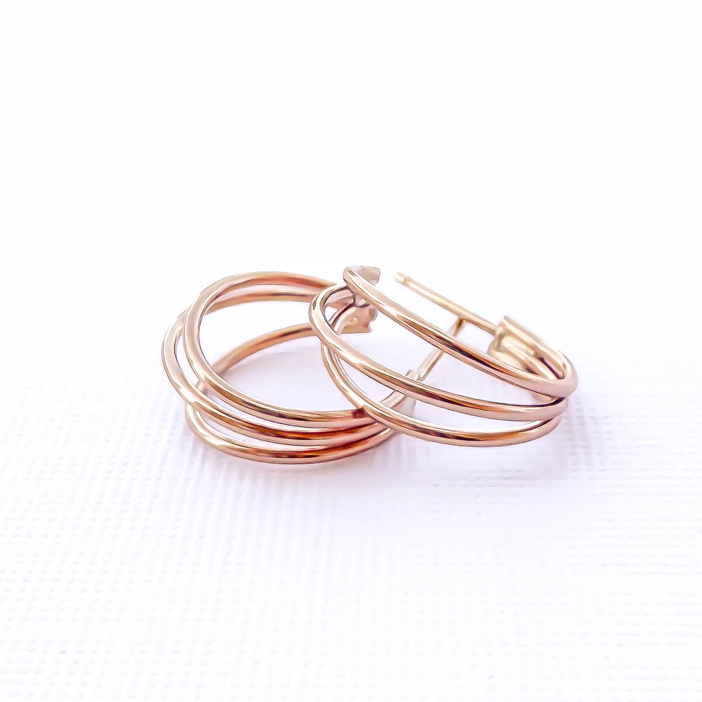 Triple Hoop Earrings, 14K Rose Gold Filled