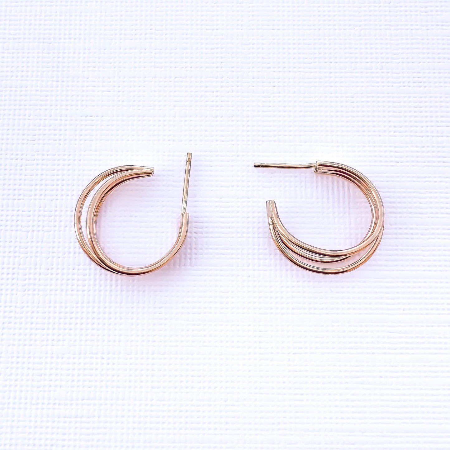 Triple Hoop Earrings, 14K Rose Gold Filled