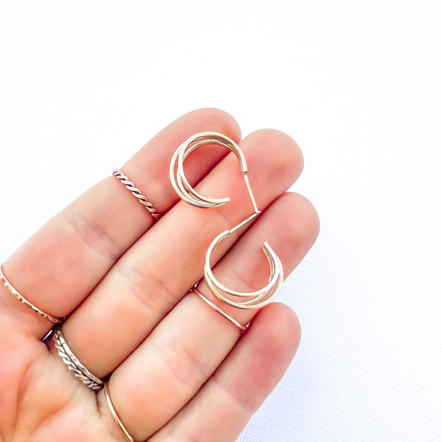 Triple Hoop Earrings, 14K Gold Filled