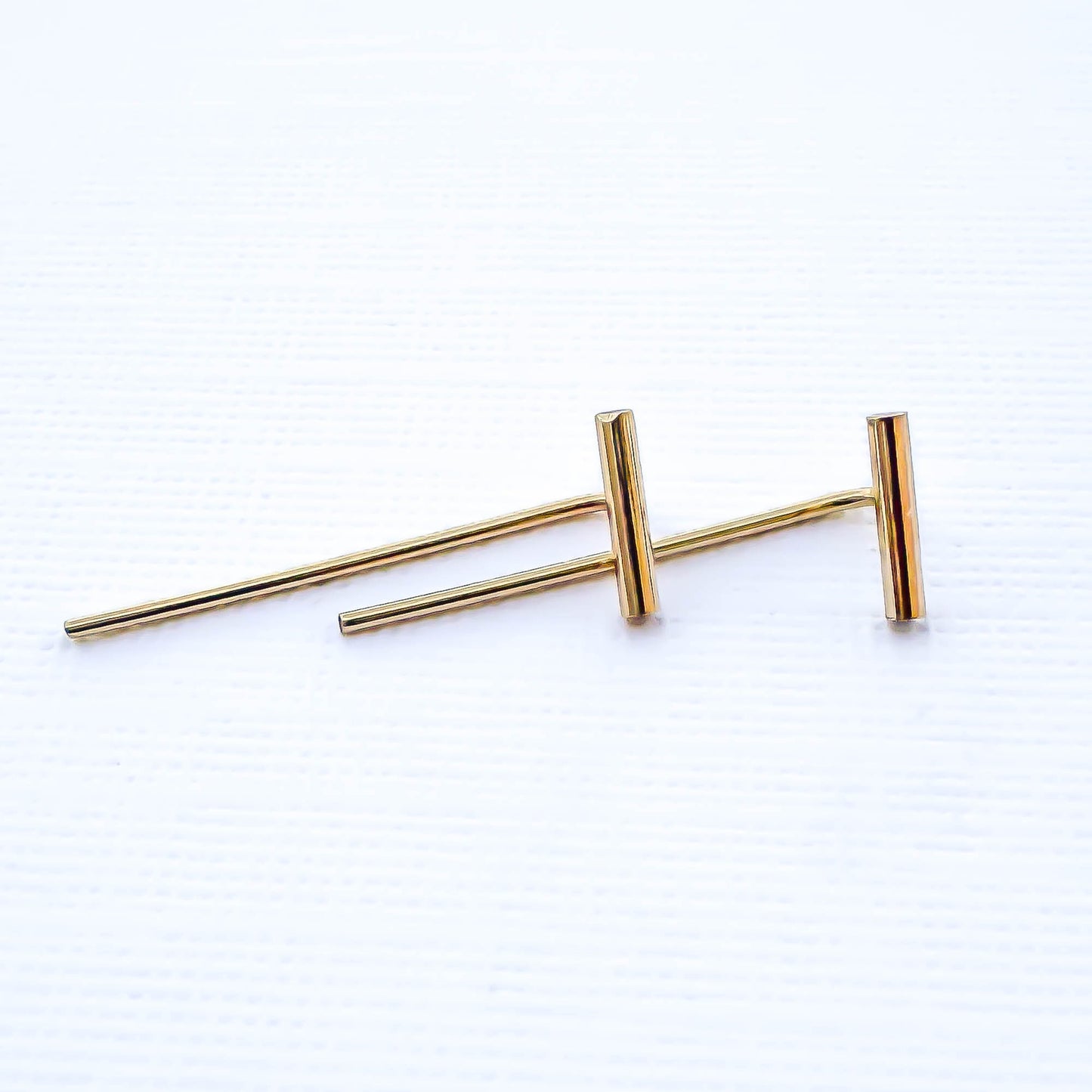 Dainty Round Bar Threader Earrings, 14K Gold Filled