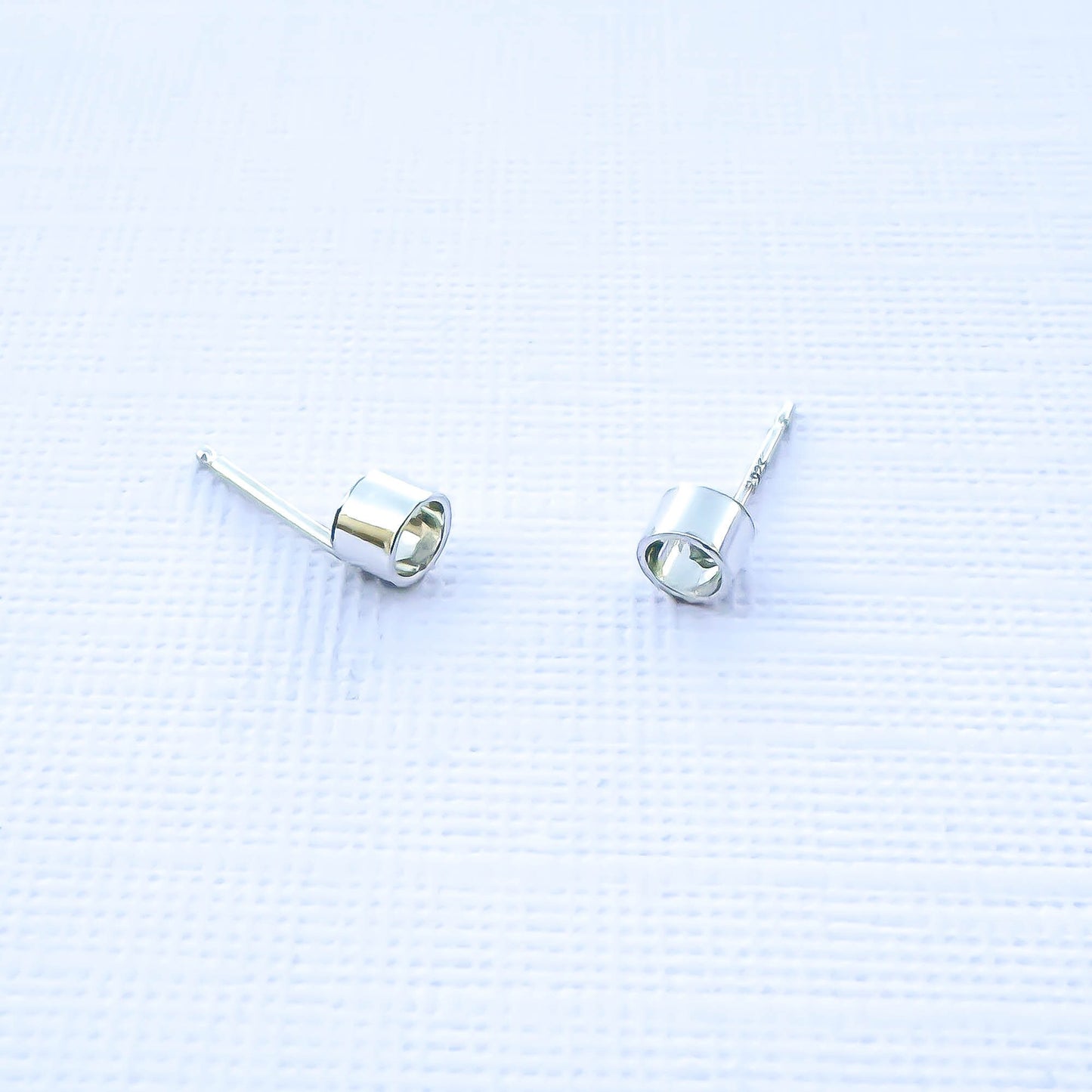 Silver Chunk Open Circle Stud Earrings