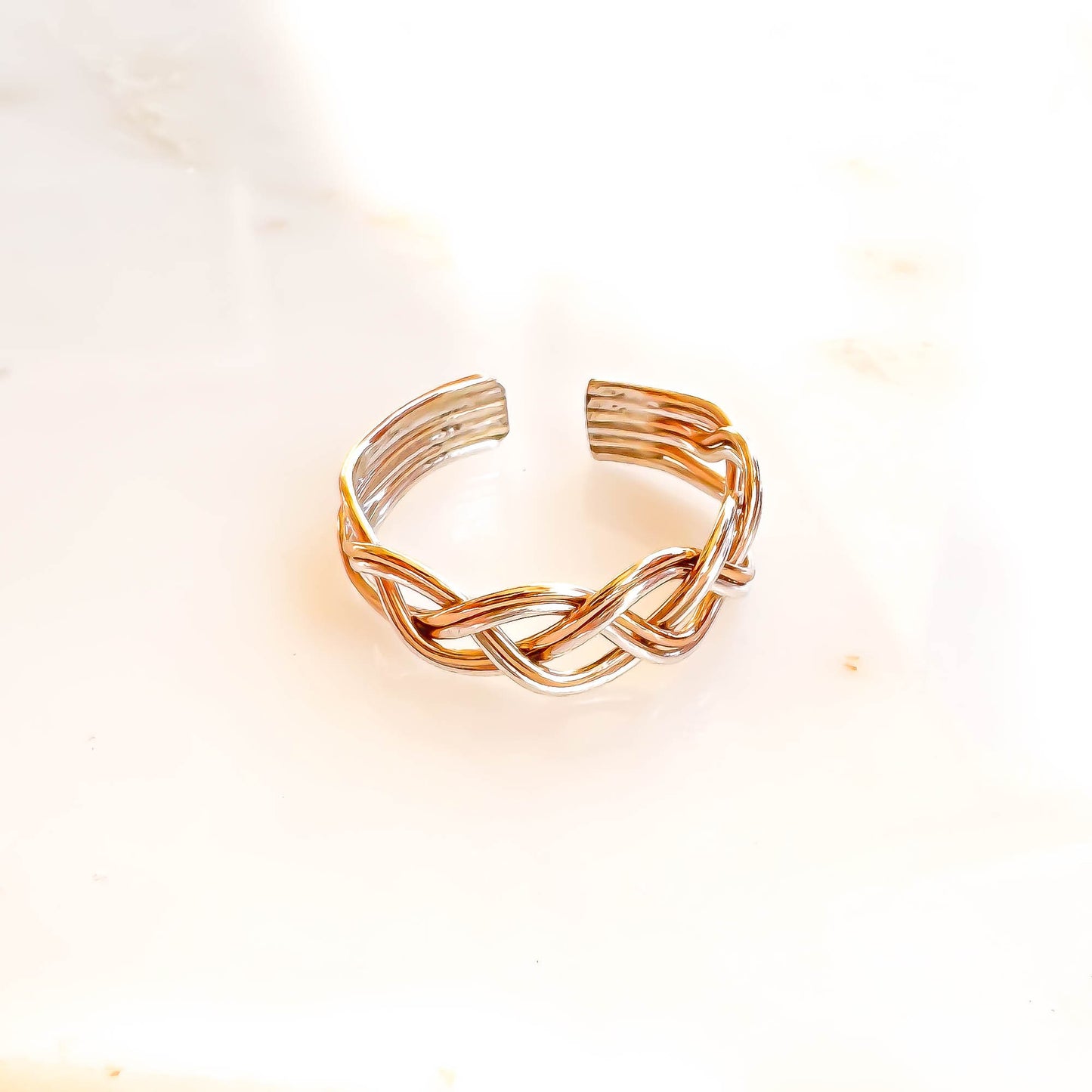 Braided Toe Ring, 14K Gold Filled & Sterling Silver