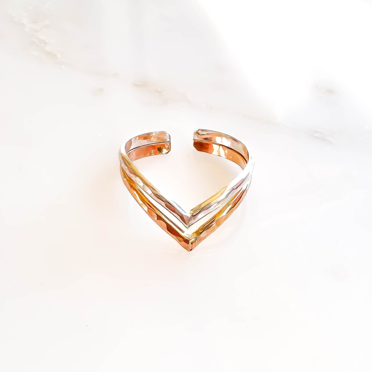 Double Chevron Toe Ring, 14K Gold Filled & Silver