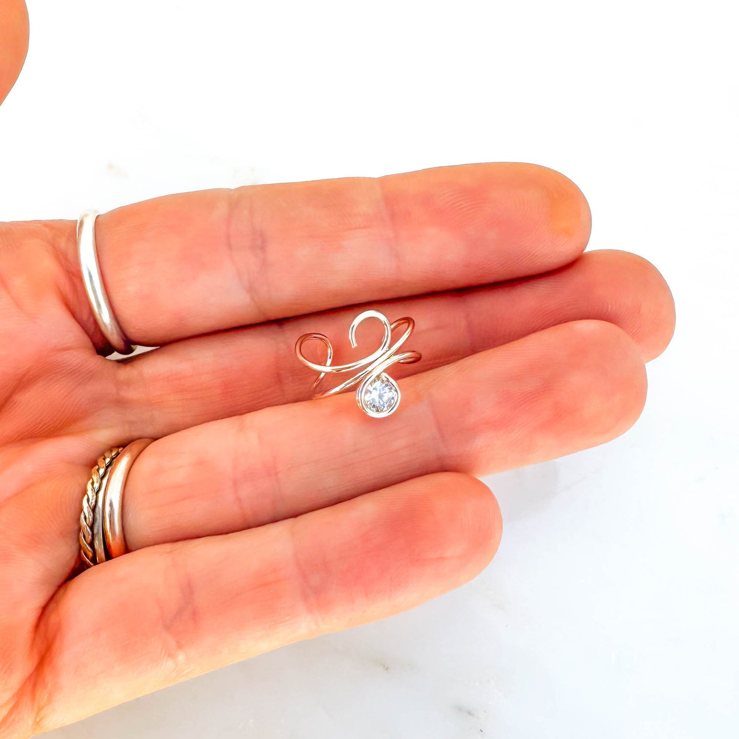 Curl Ear Cuff with Simulated Diamond (CZ), 14K Gold Filled