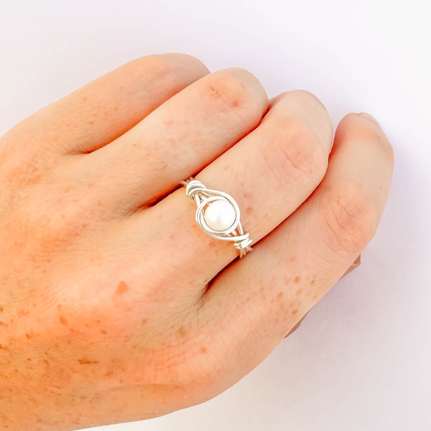 SIZE 7 Genuine Freshwater Pearl Ring, 925 Sterling Silver