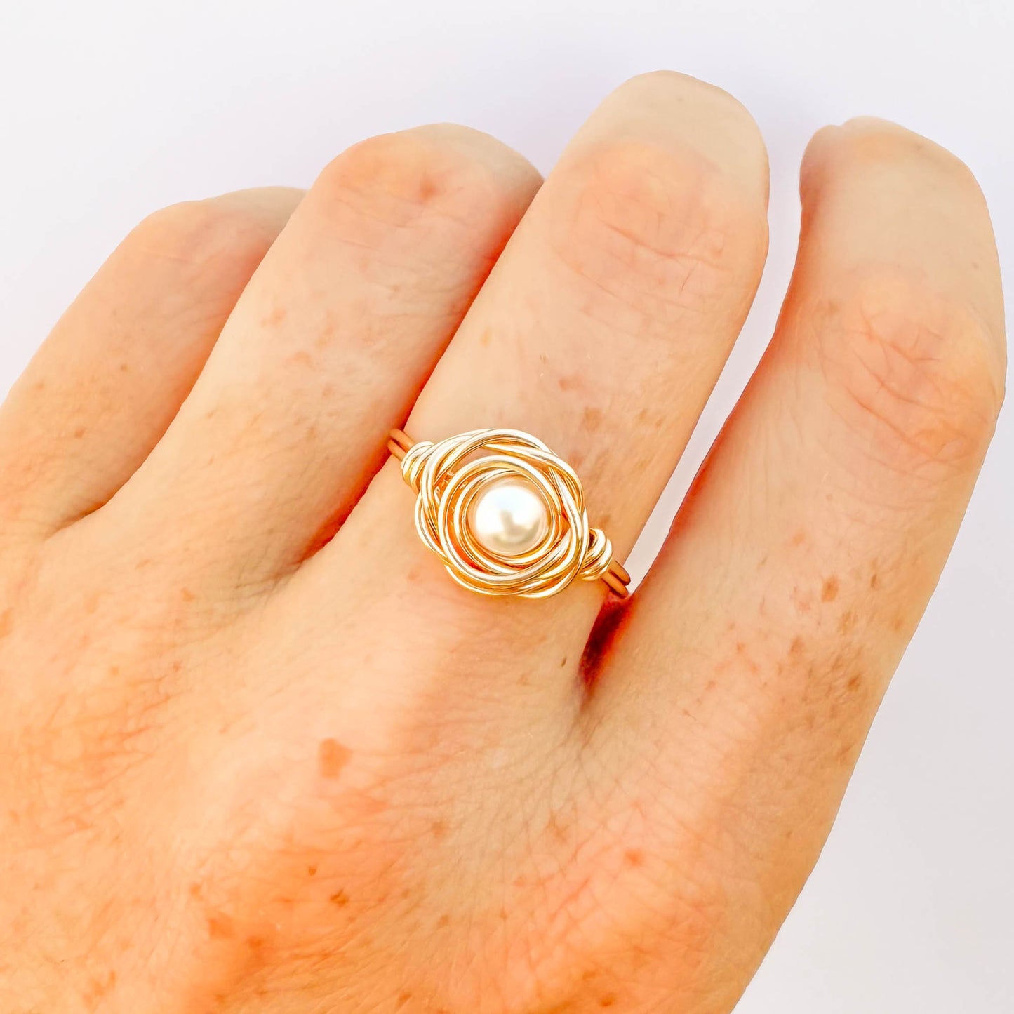 SIZE 7 Nested Pearl Ring, 14K Gold Filled