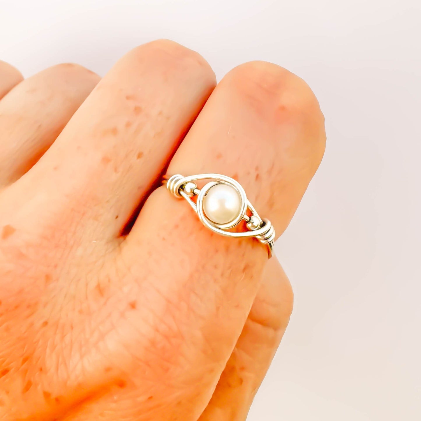 SIZE 6 Genuine Freshwater Pearl Ring, Sterling Silver