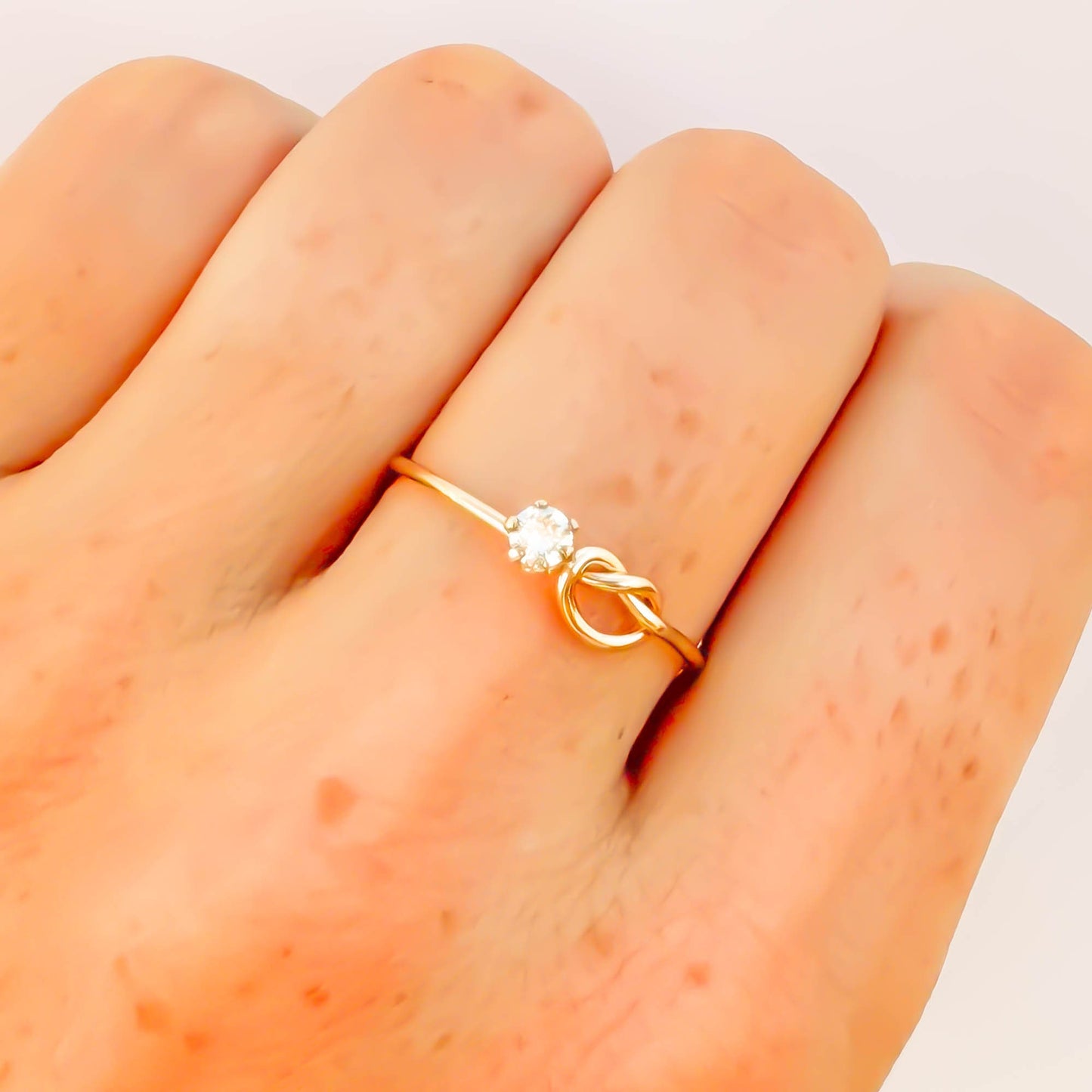 SIZE 8.25 CZ Knot Ring, 14K Gold Filled