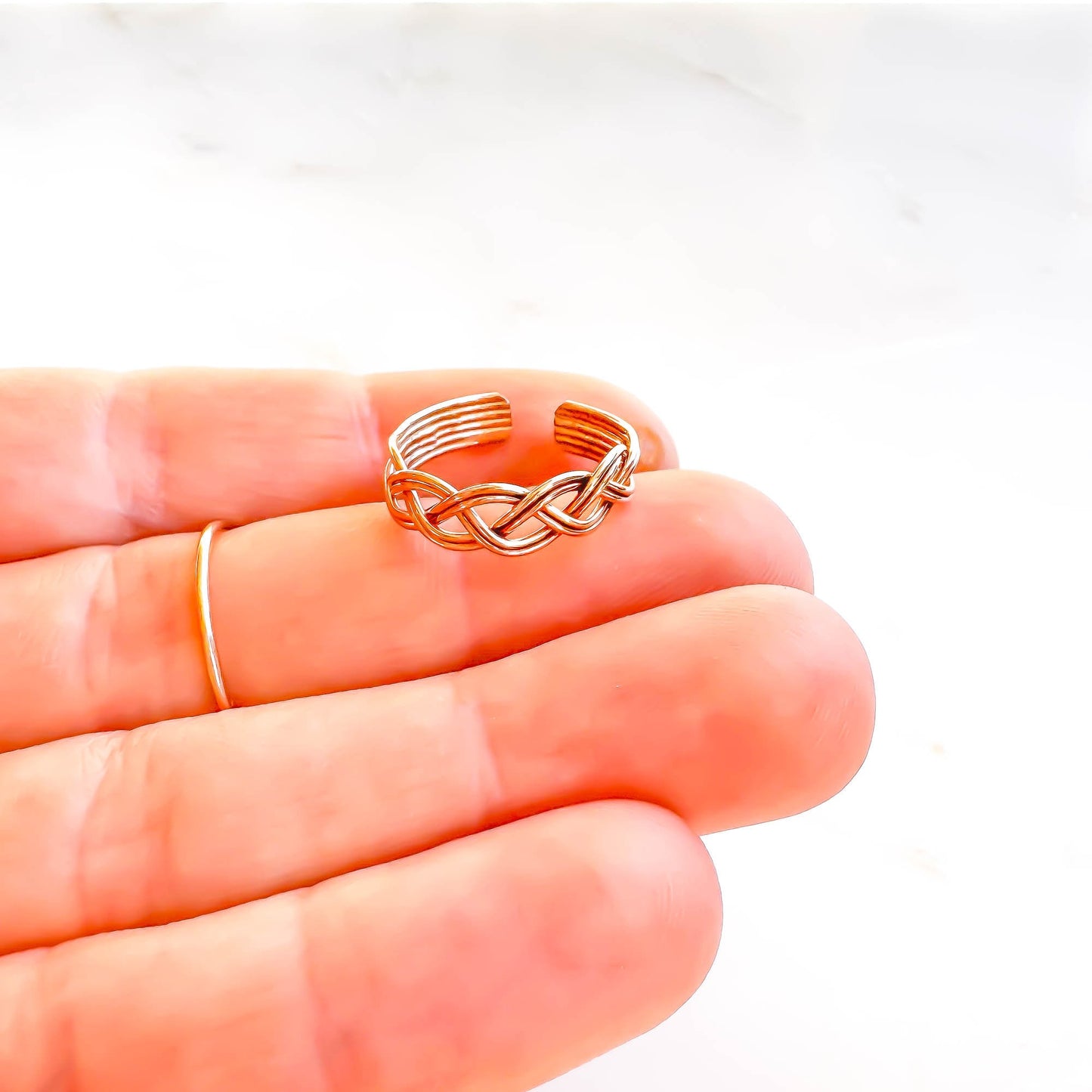 Braided Toe Ring, 14K Rose Gold Filled