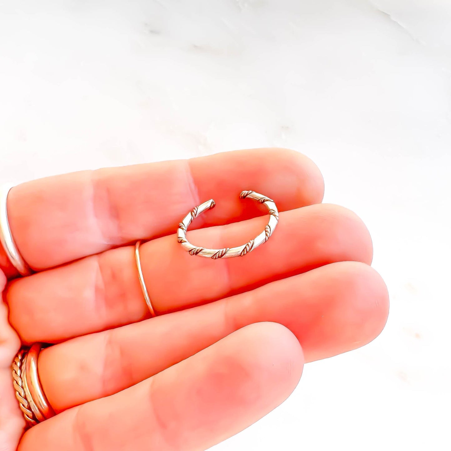 Twisted Toe Ring, Silver & 14K Rose Gold Filled