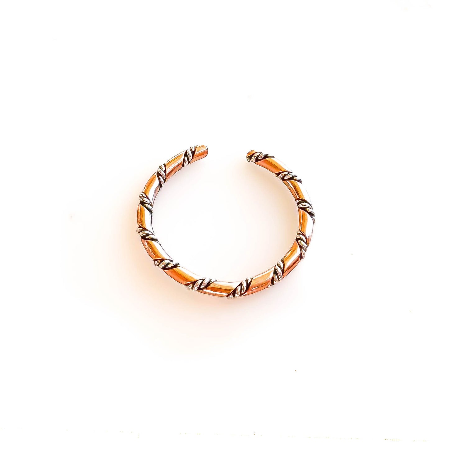 Twisted Toe Ring, 14K Rose Gold Filled & Silver