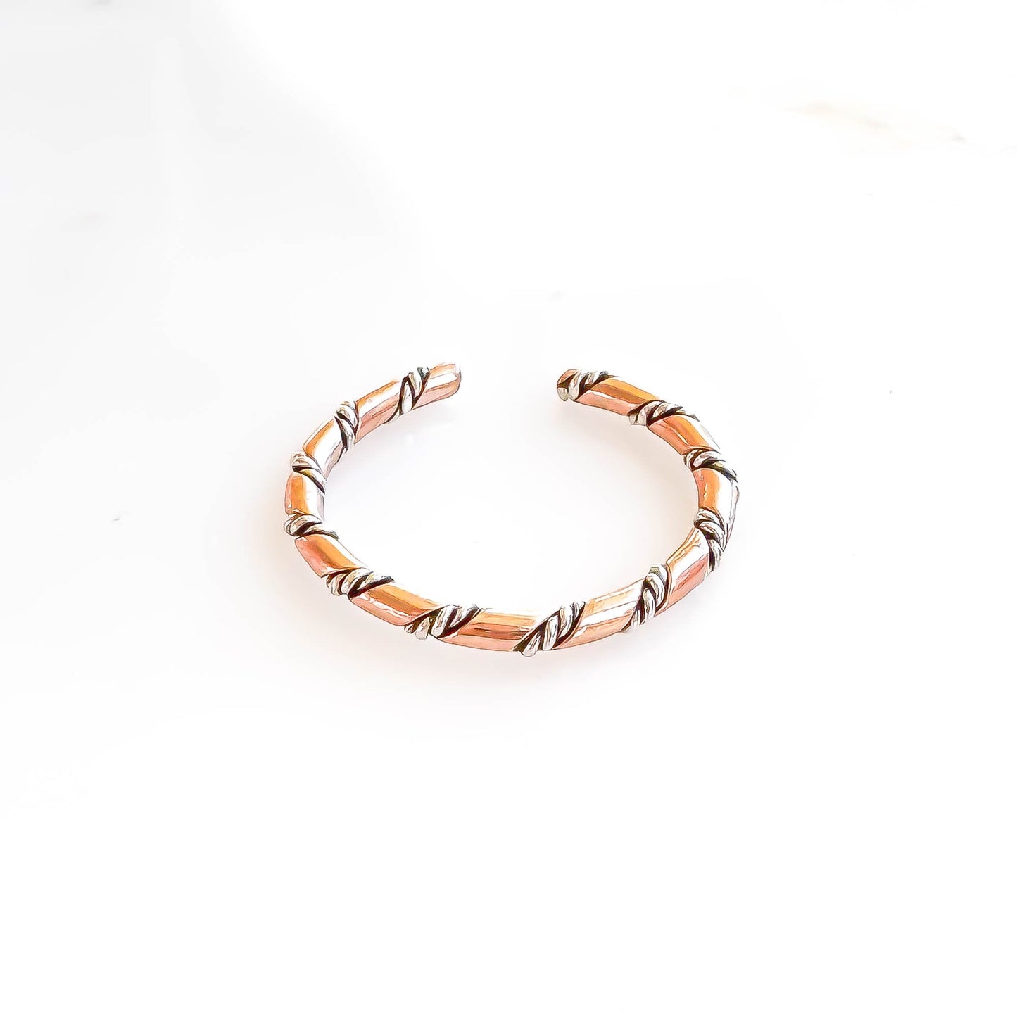 Twisted Toe Ring, 14K Rose Gold Filled & Silver