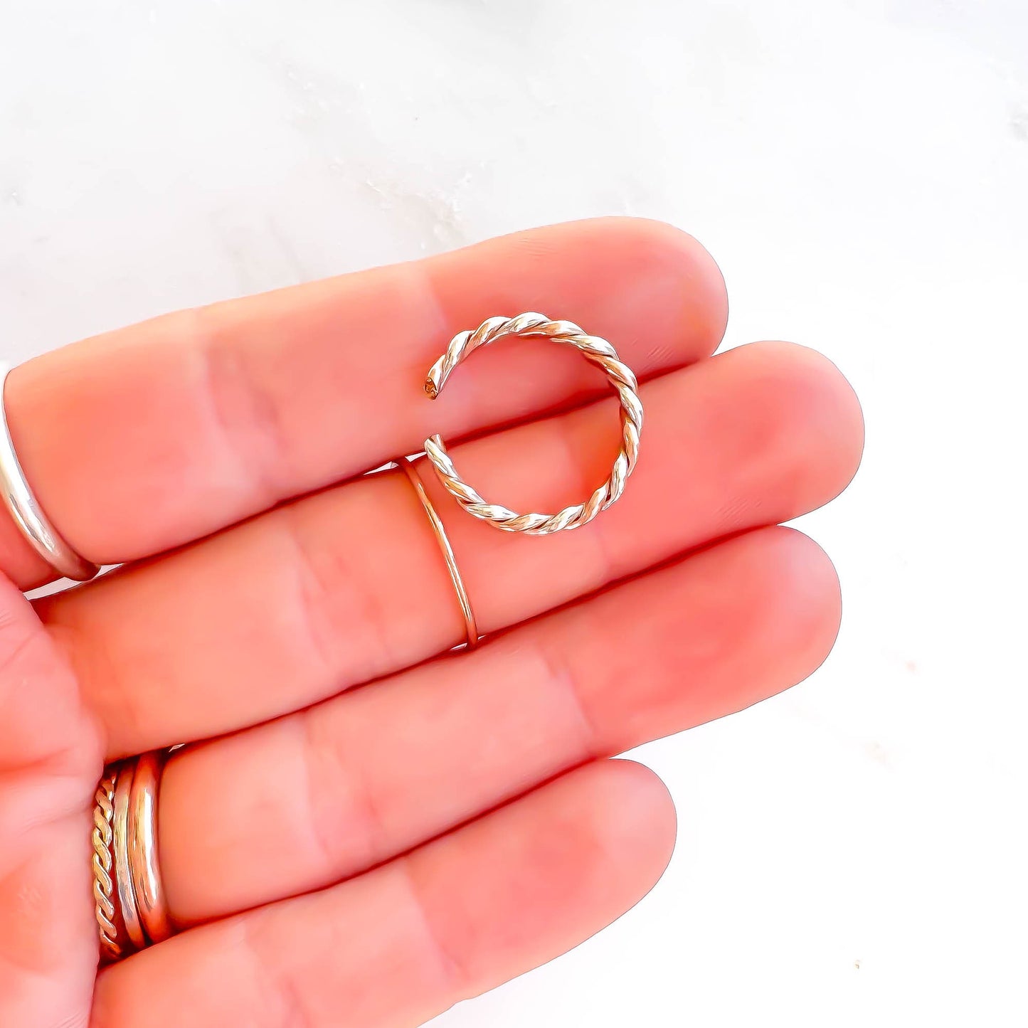 Twist Toe Ring, 14K Rose Gold Filled & Silver