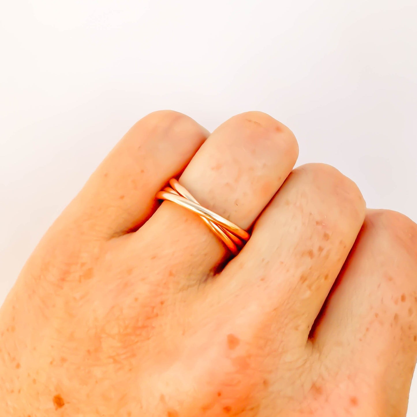 SIZE 5.75 Triple Band Fidget Ring, 14K Rose Gold Filled