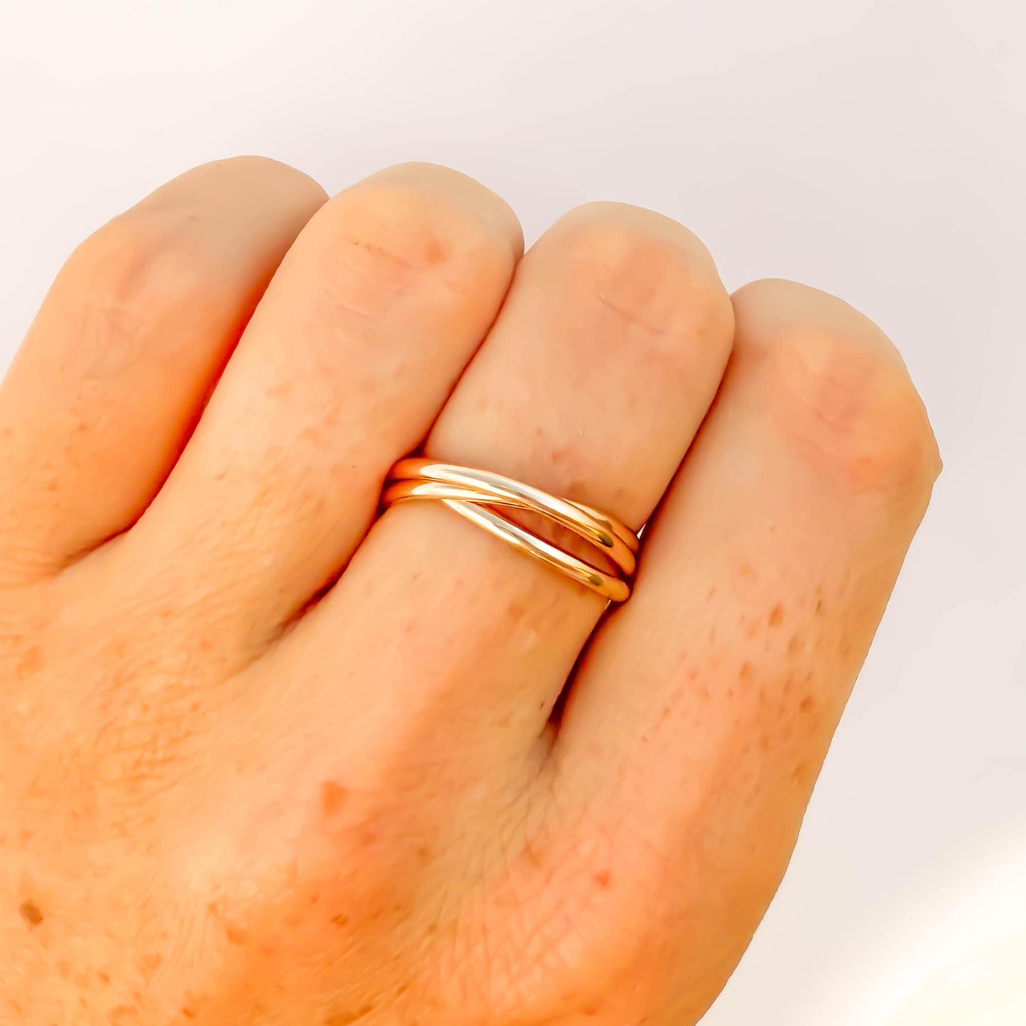 SIZE 5.75 Triple Band Fidget Ring, 14K Rose Gold Filled