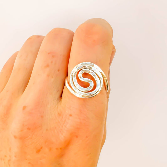 SIZE 7 Statement S Wave Ring, Sterling Silver