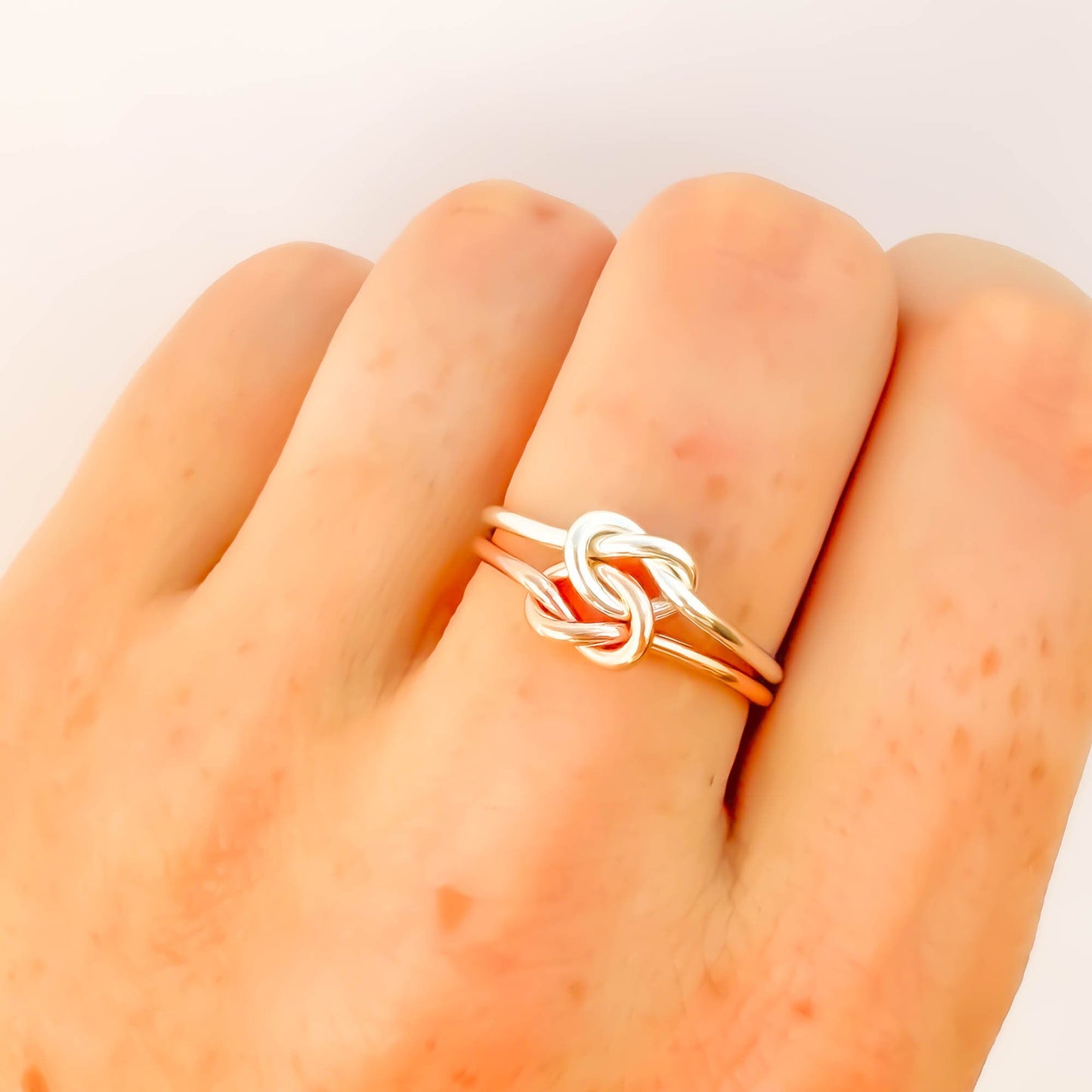 SIZE 7 Double Knot Ring, 14K Rose Gold Filled & 925 Sterling Silver