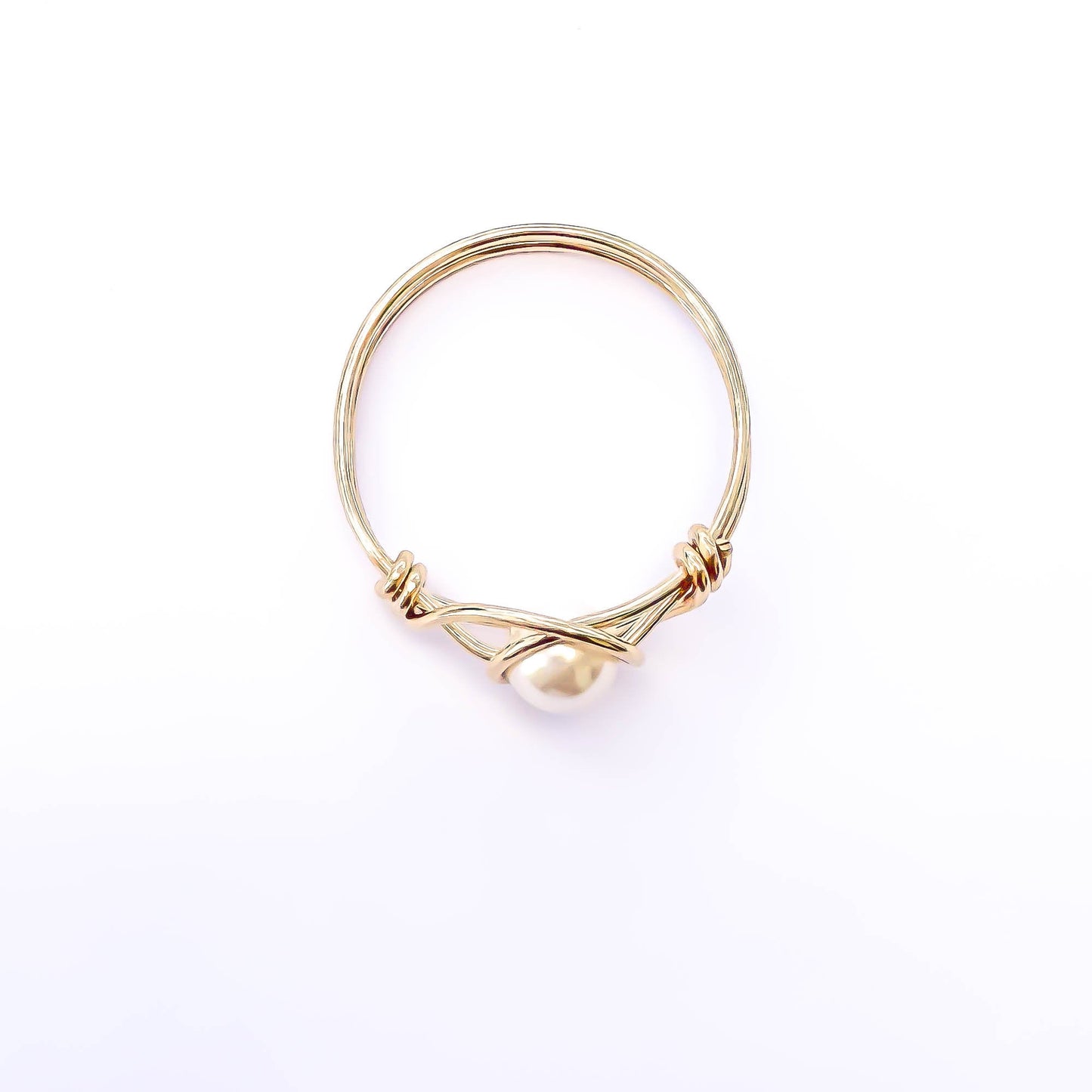 Wire Wrapped Pearl Ring, 14K Gold Filled