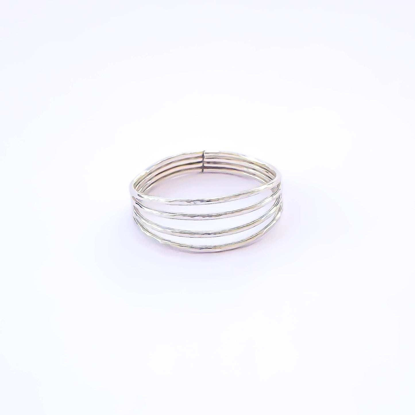 4 Band Hammered Ring, Sterling Silver