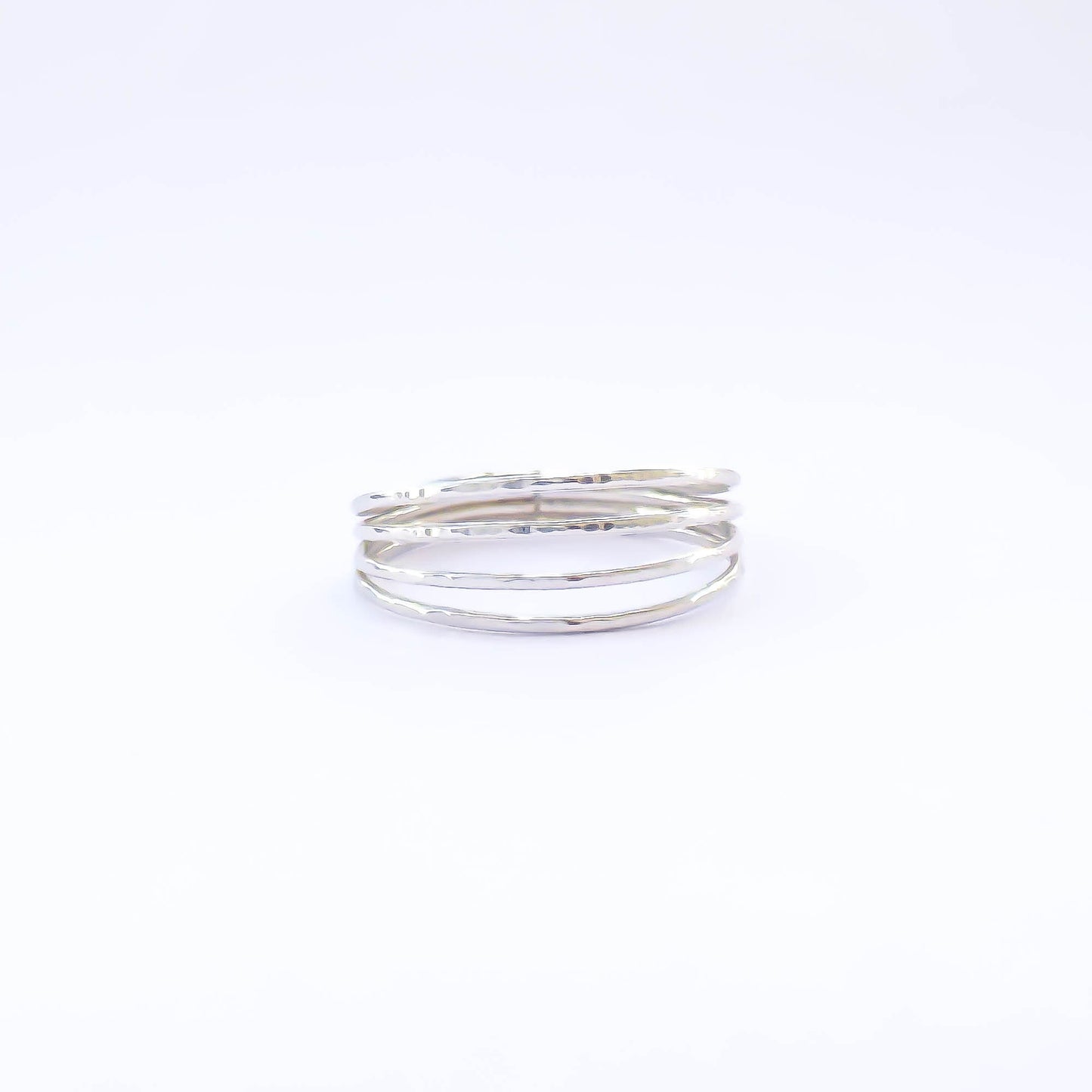 4 Band Hammered Ring, Sterling Silver