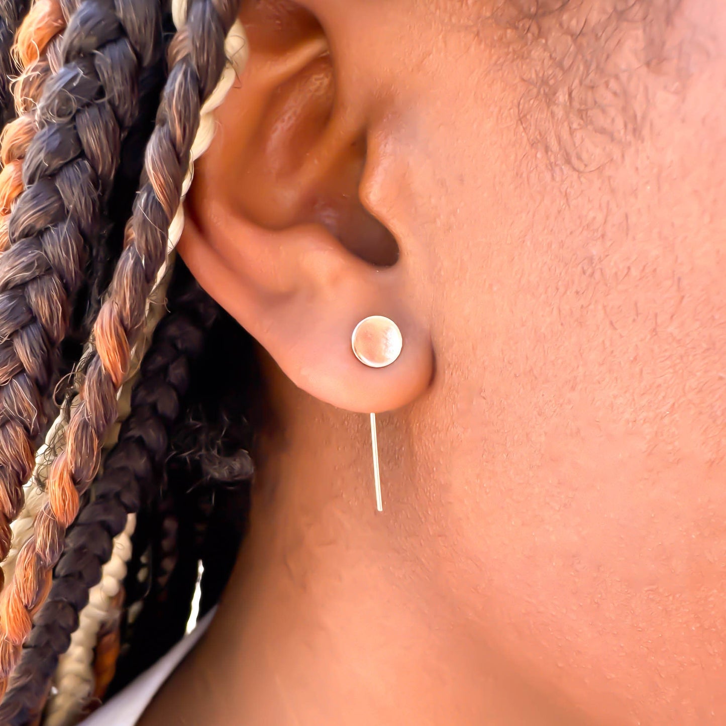 Disc Threader Earrings, 14K Rose Gold Filled