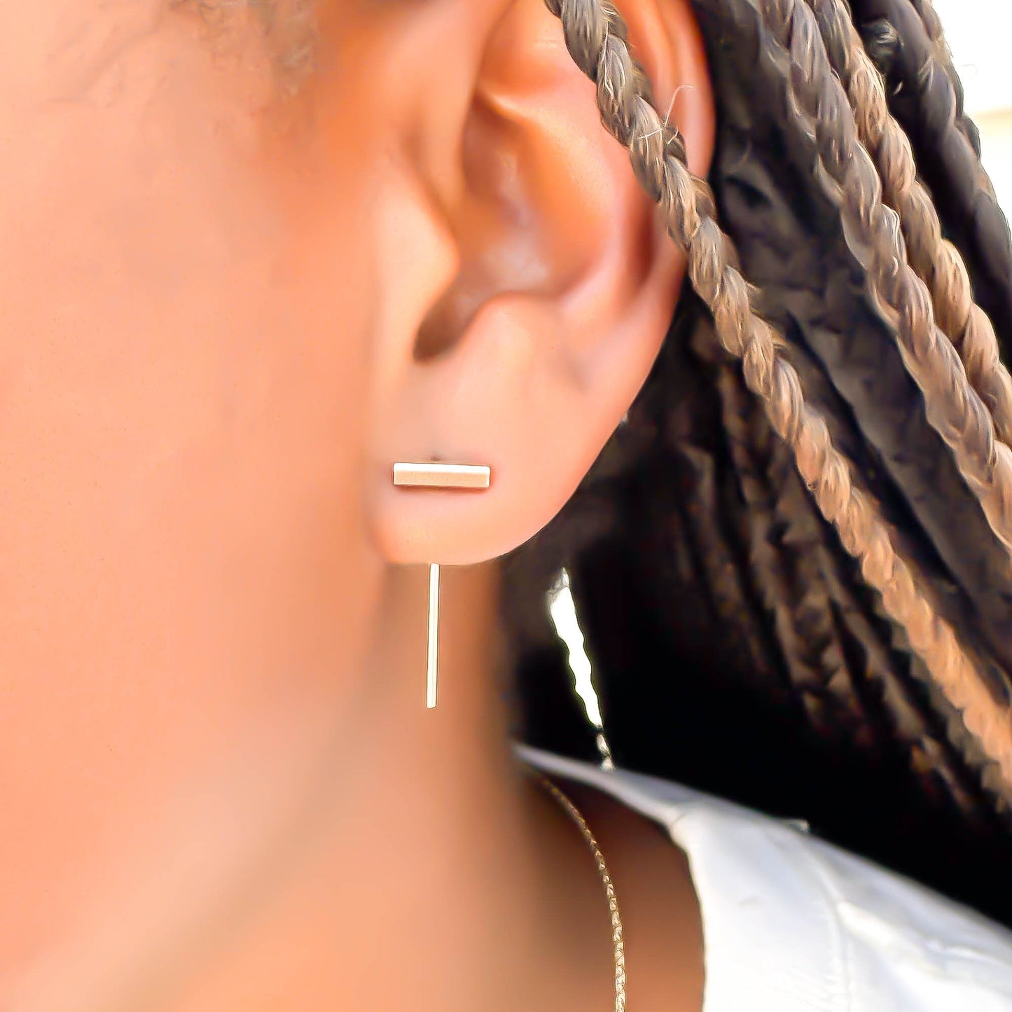 Bar Threader Earrings, 14K Gold Filled