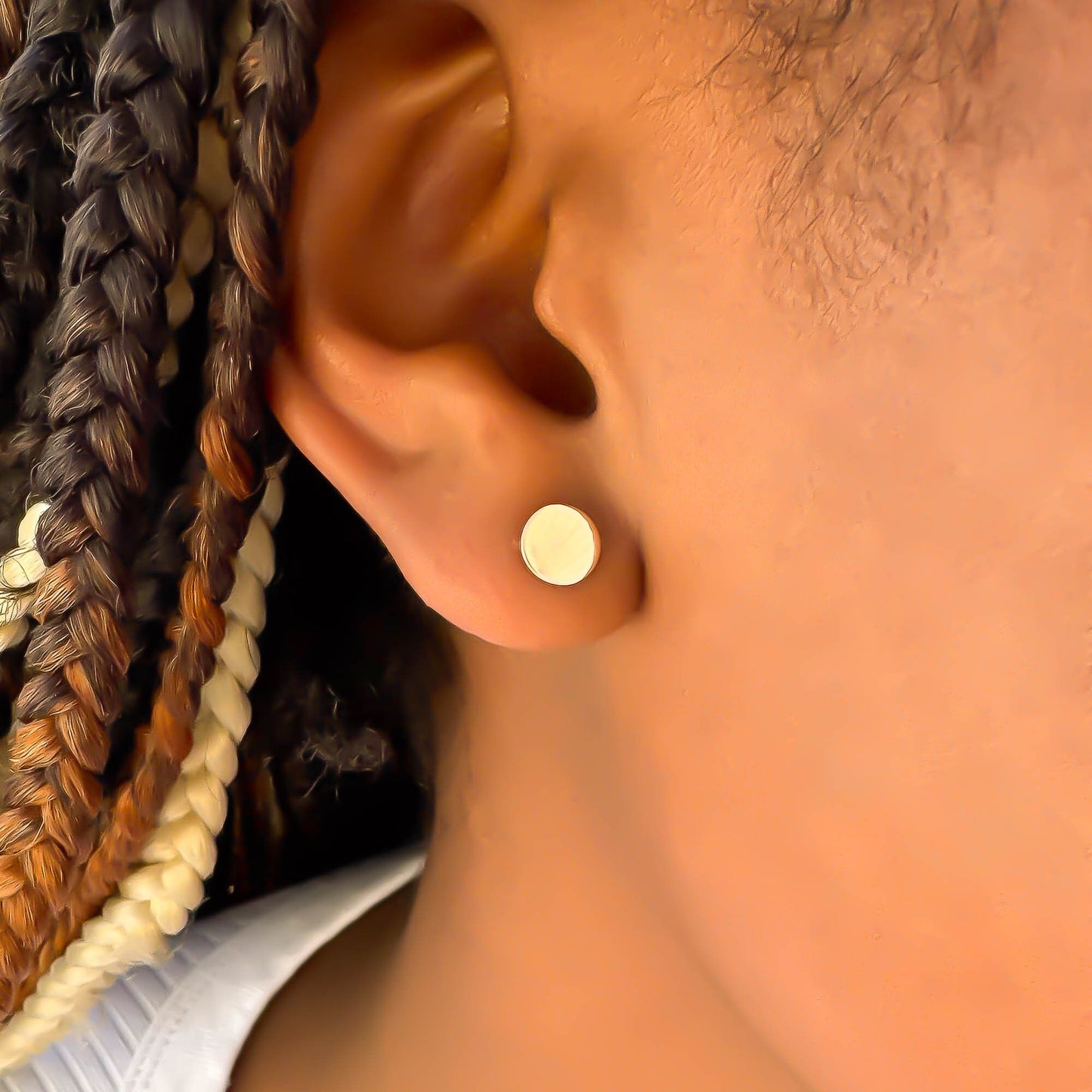 Disc Stud Earrings, 14K Gold Filled 6mm