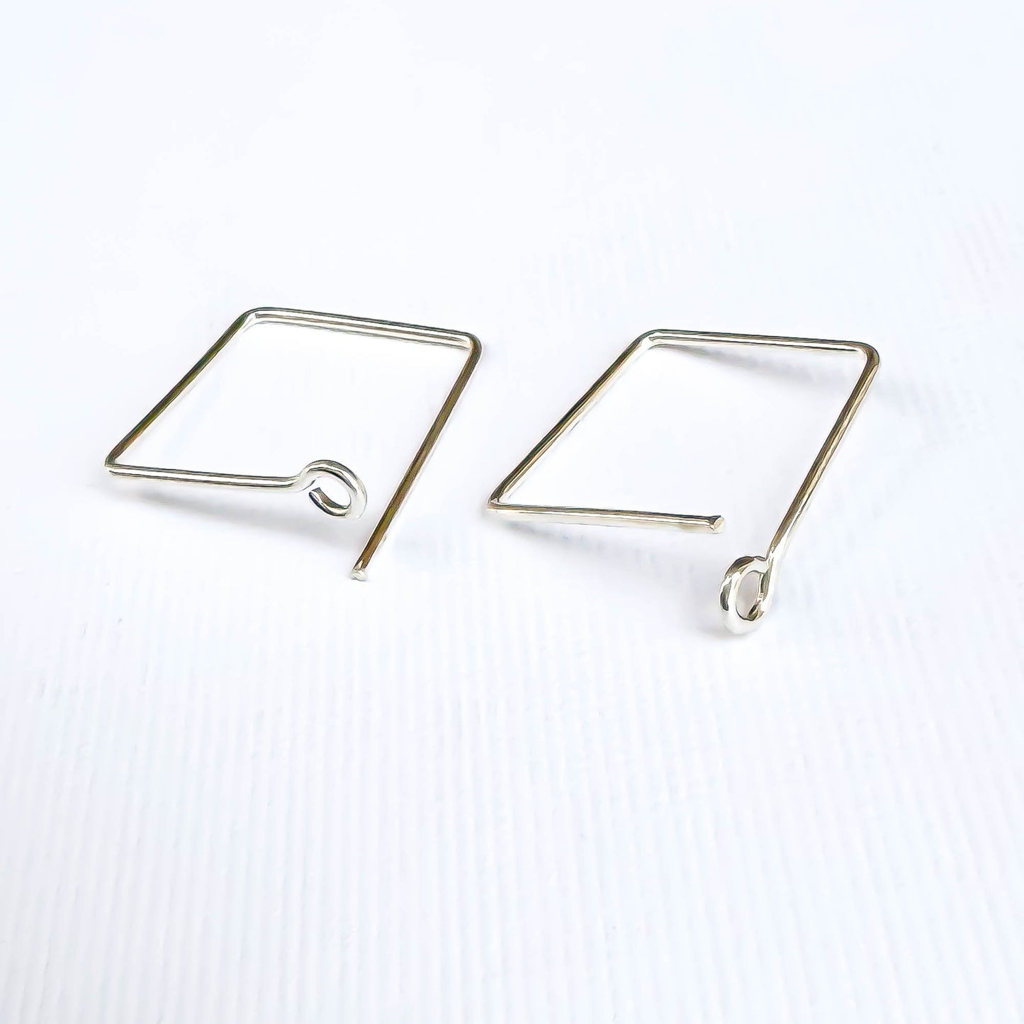 Mini Square Hoop Earrings, Sterling Silver