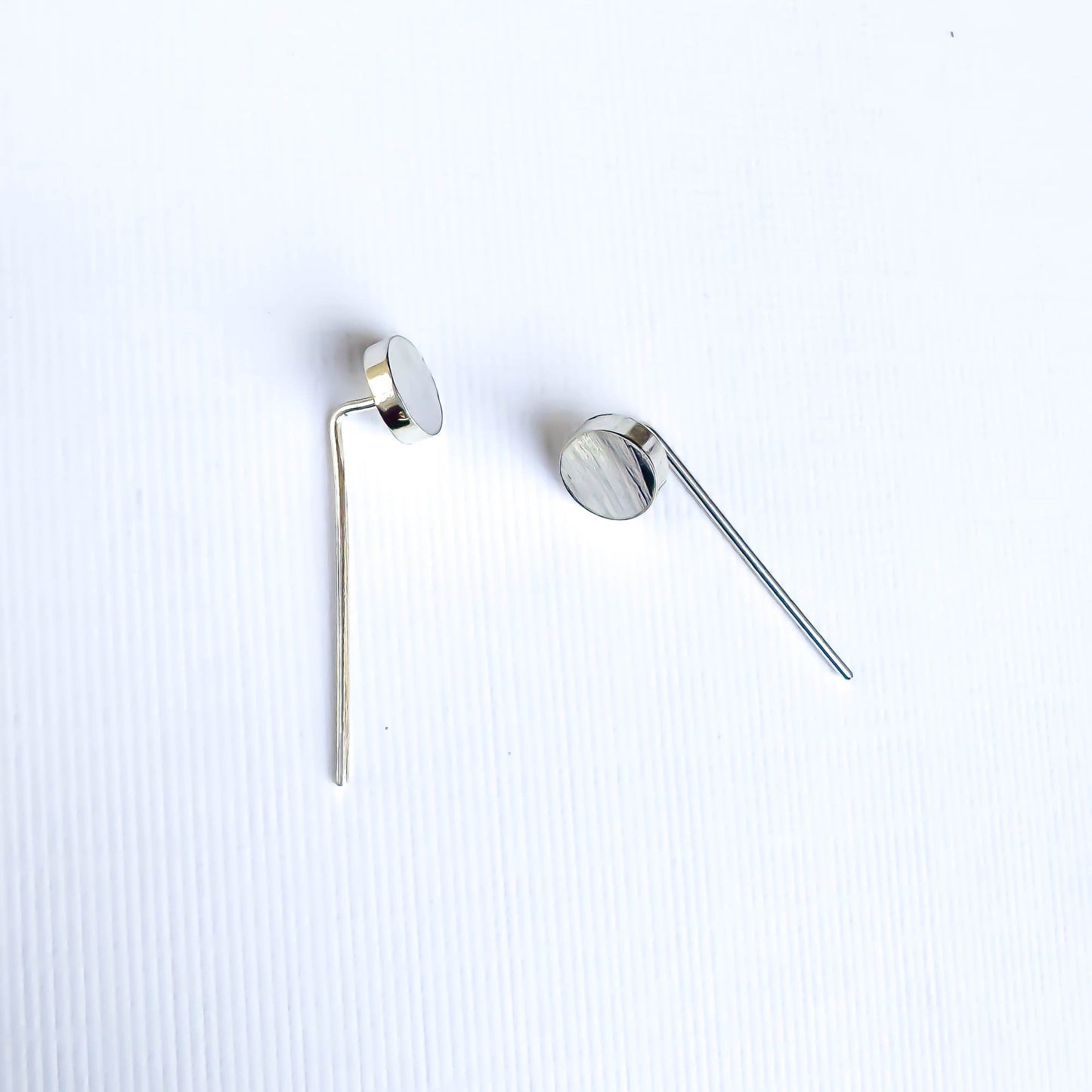 Cylindrical Chunk Threader Earrings, Sterling Silver