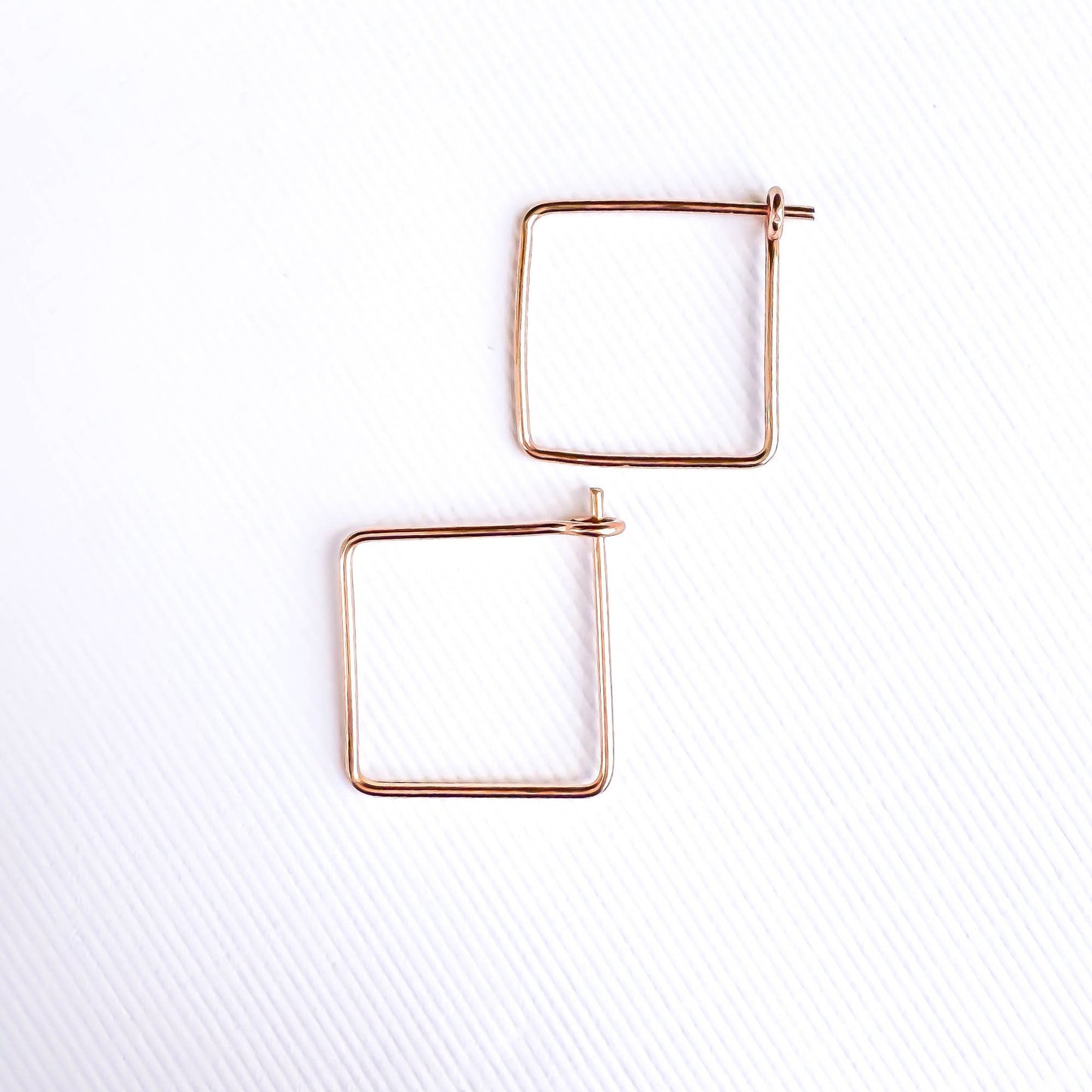 Mini Square Hoop Earrings, 14K Rose Gold Filled