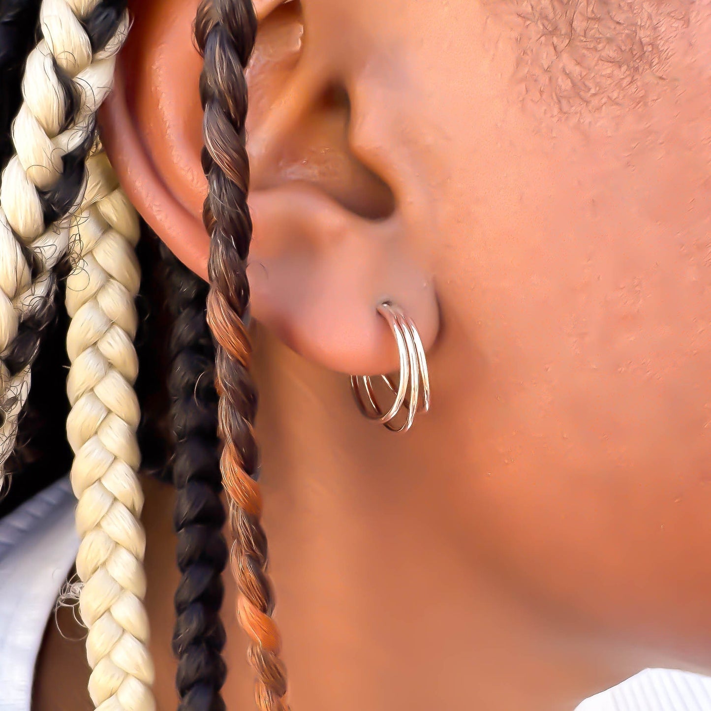 Triple Hoop Earrings, 14K Rose Gold Filled