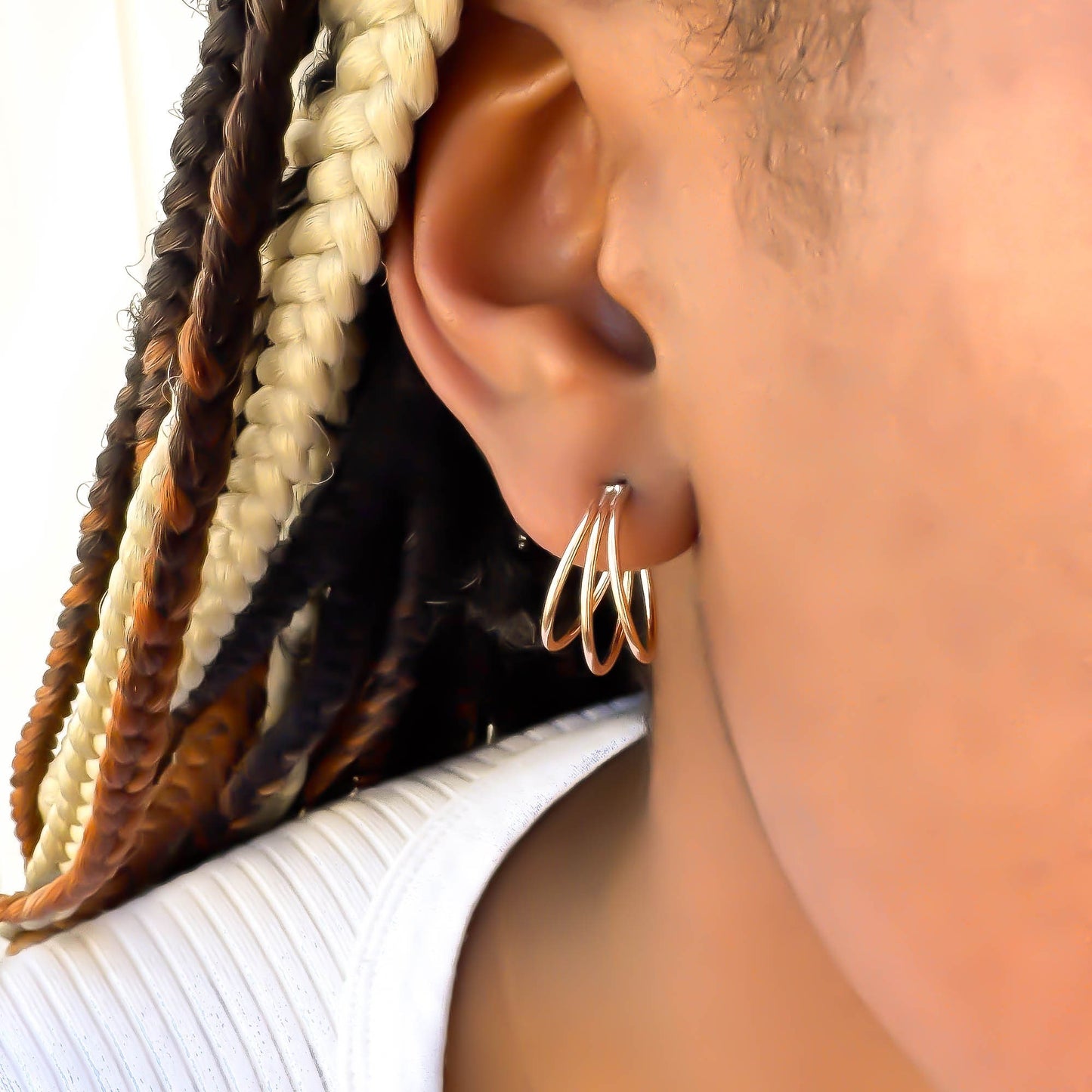 Triple Hoop Earrings, 14K Gold Filled