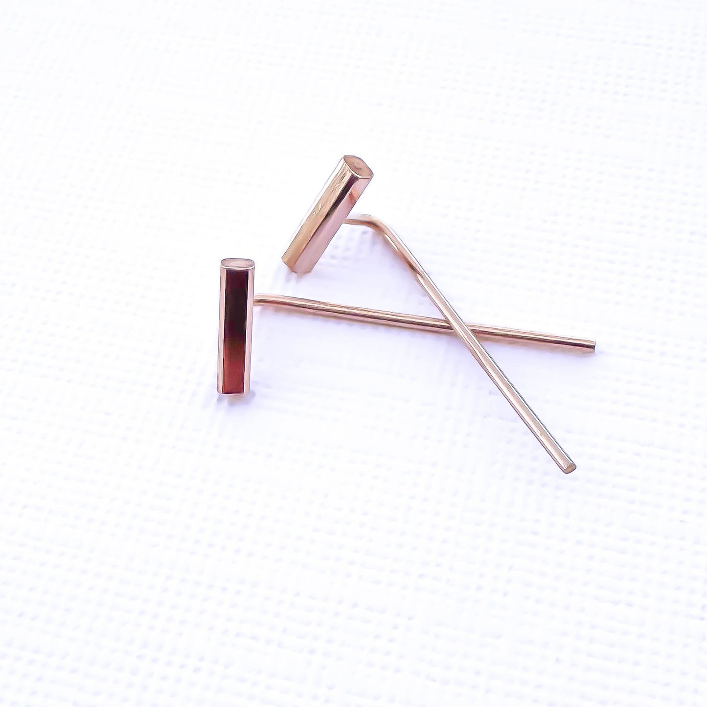 Bar Threader Earrings, 14K Rose Gold Filled