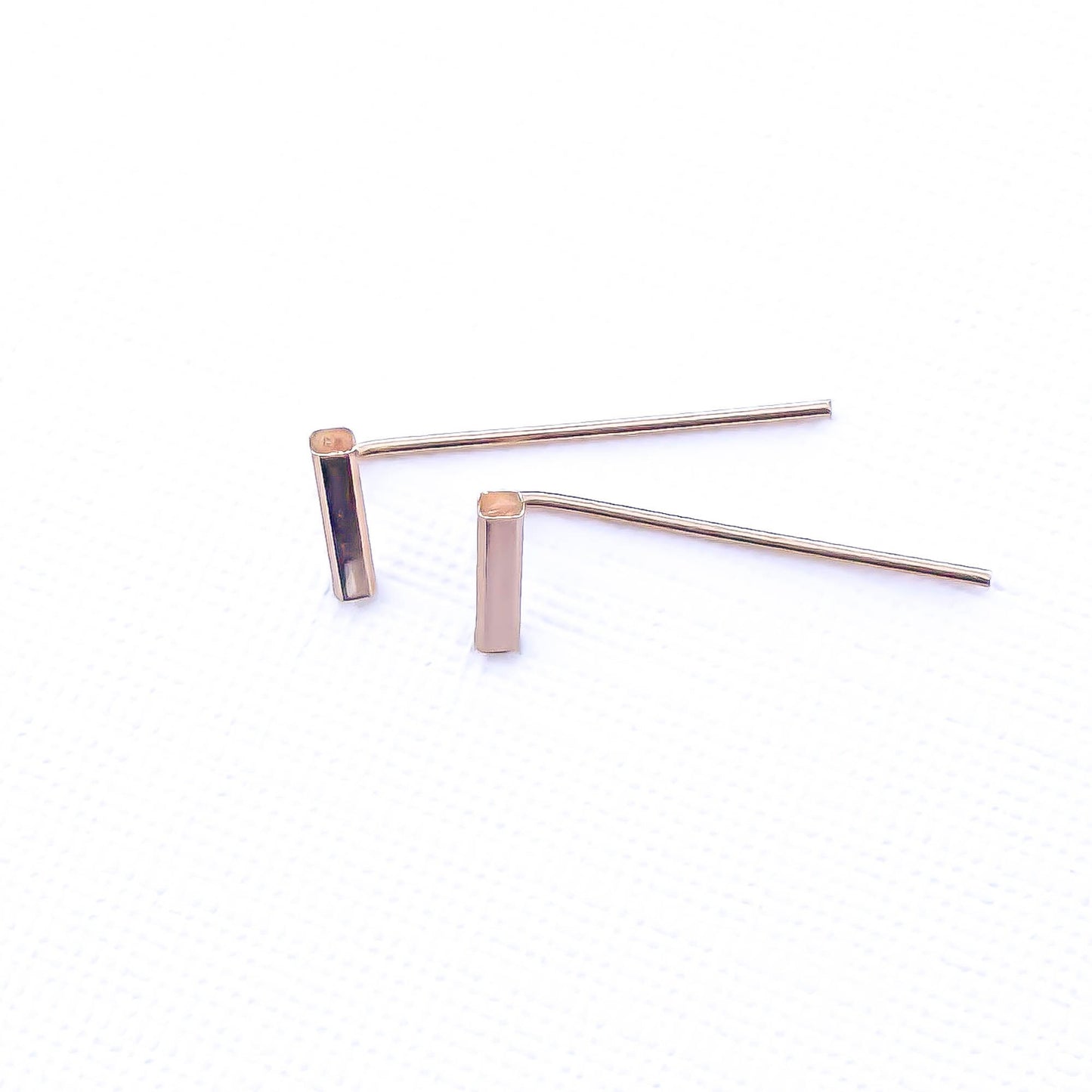 Bar Threader Earrings, 14K Rose Gold Filled