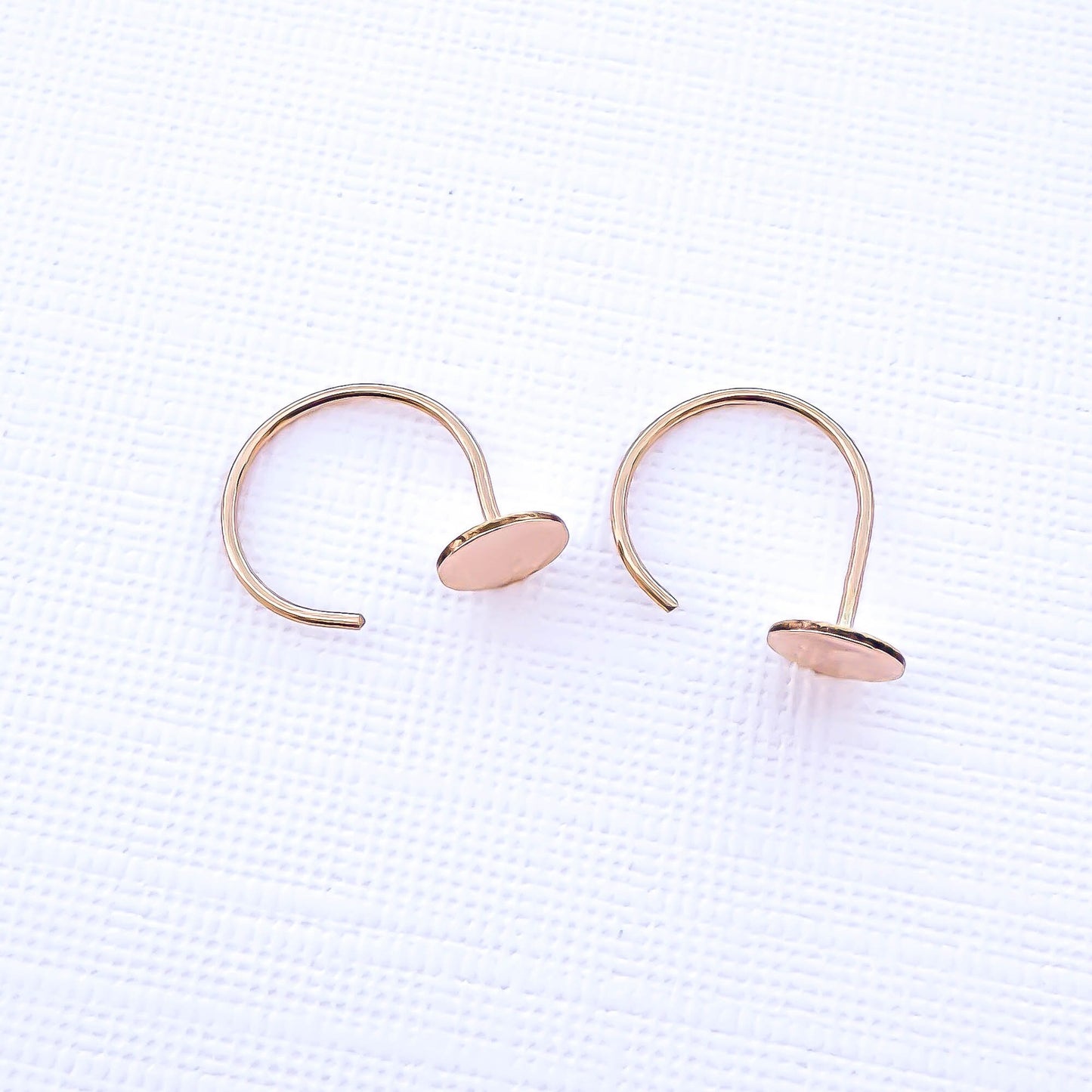 Disc Half Hoop Earrings, 14K Rose Gold Filled