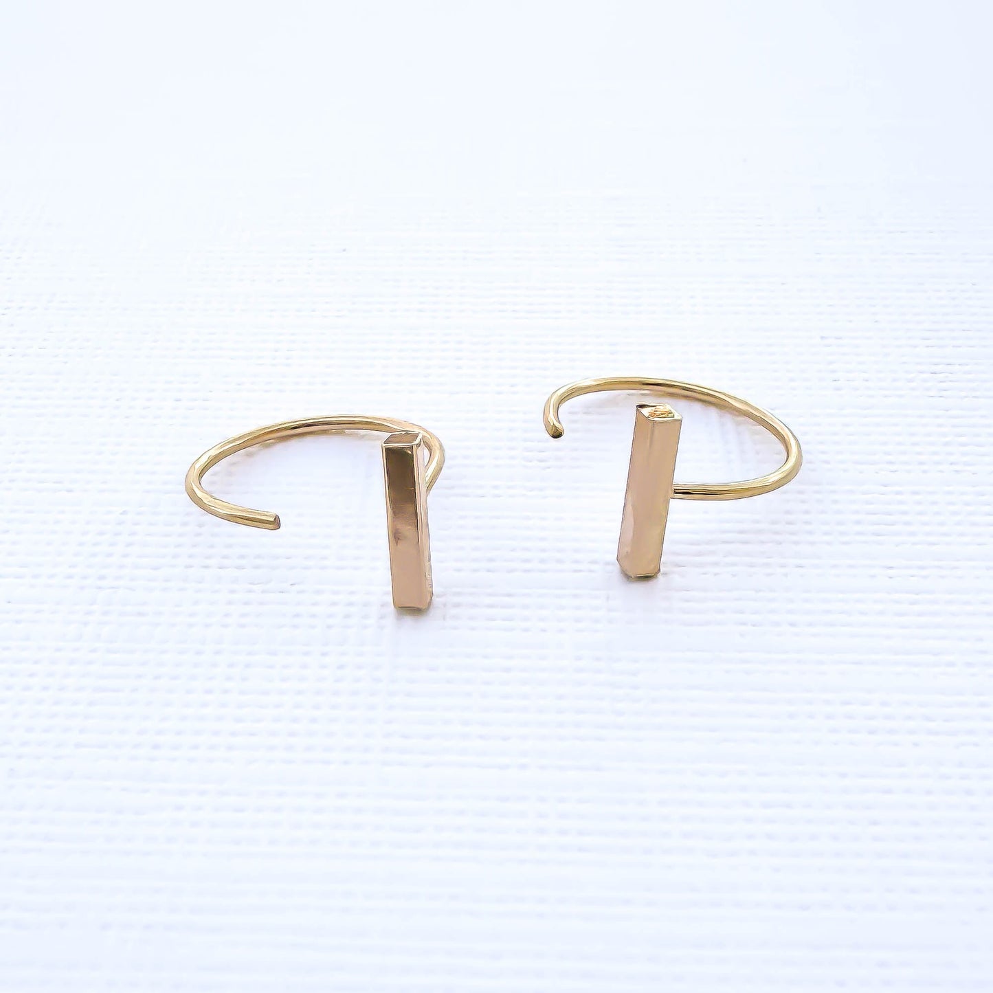 Bar Threader Half Hoop Earrings, 14K Gold Filled