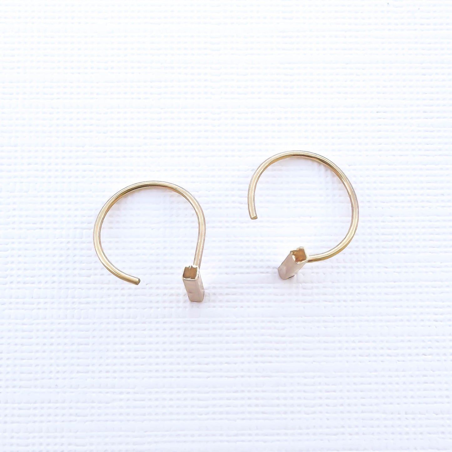 Bar Threader Half Hoop Earrings, 14K Gold Filled