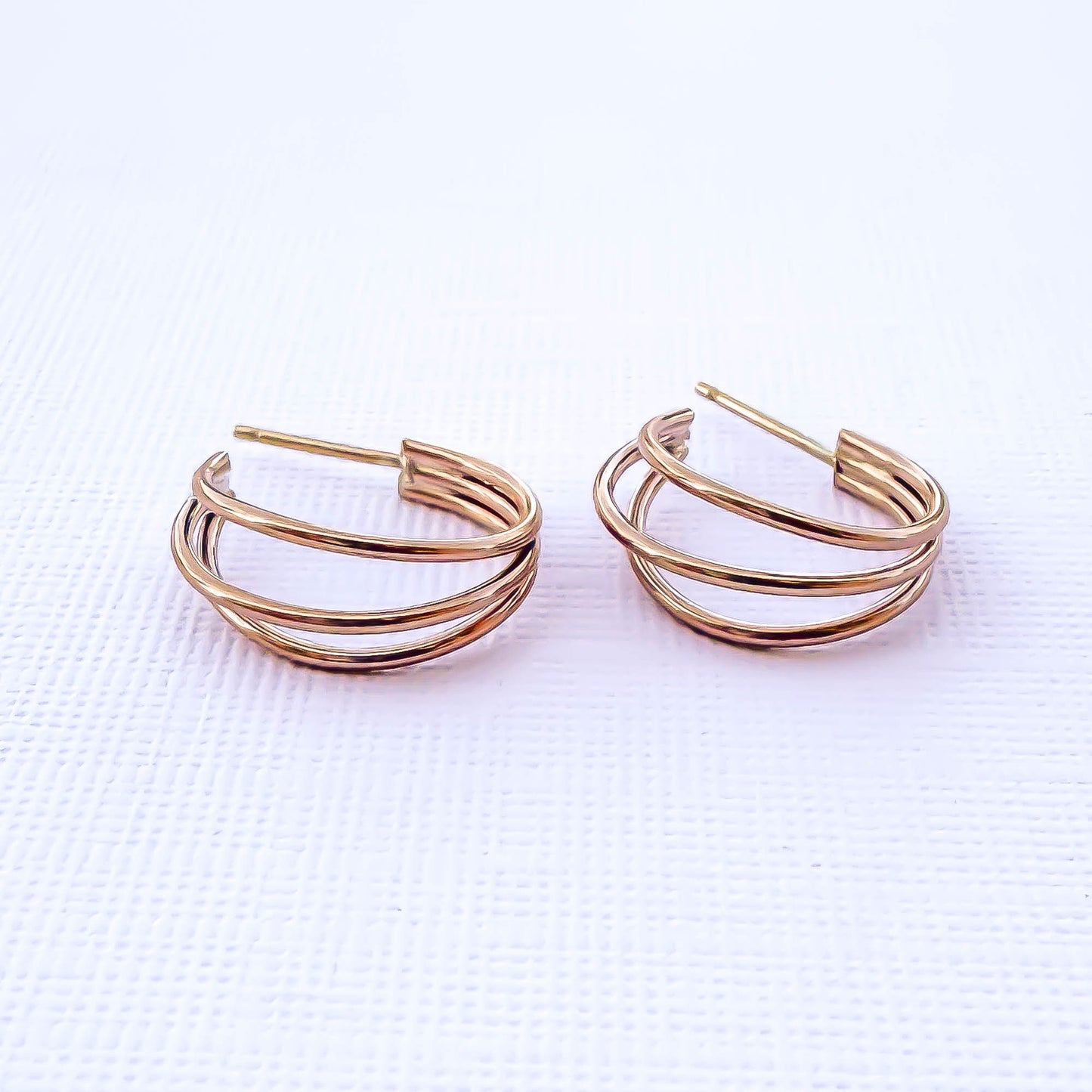 Triple Hoop Earrings, 14K Rose Gold Filled