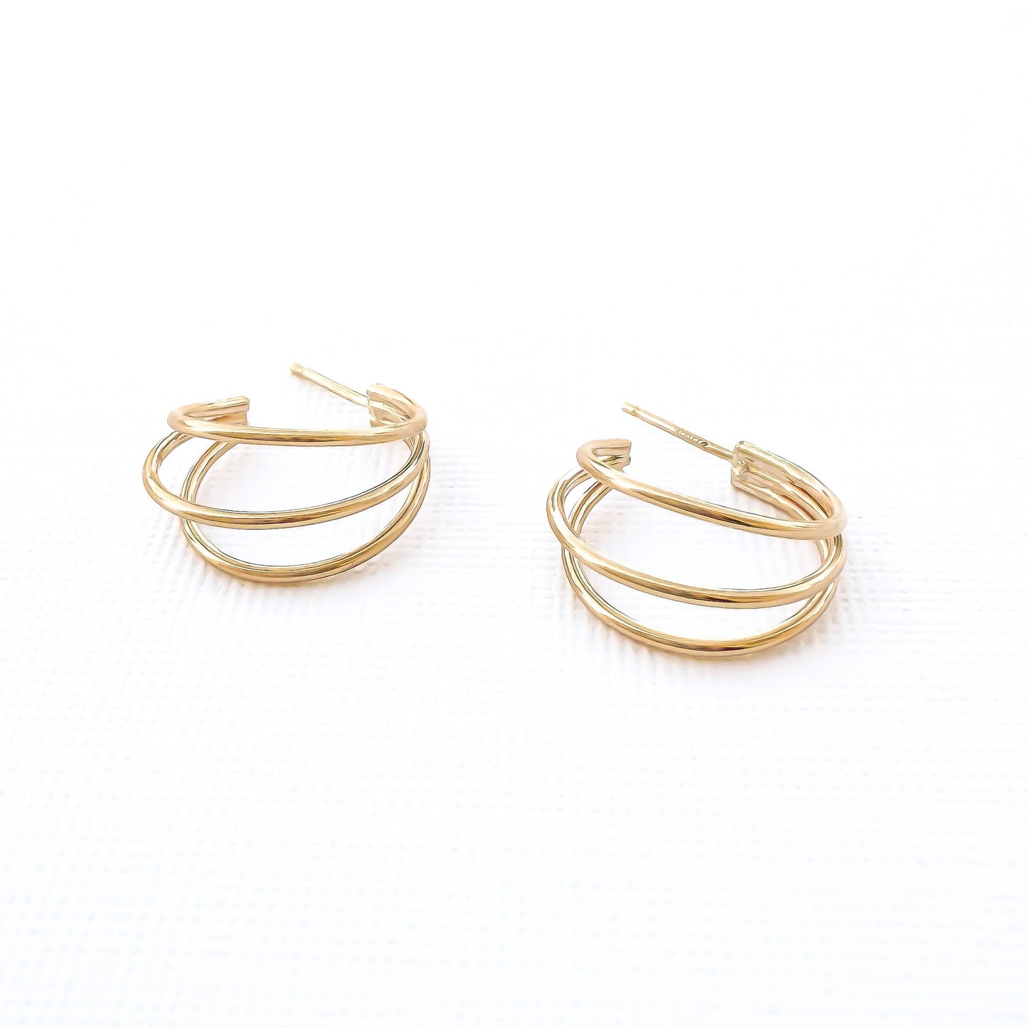 Triple Hoop Earrings, 14K Gold Filled