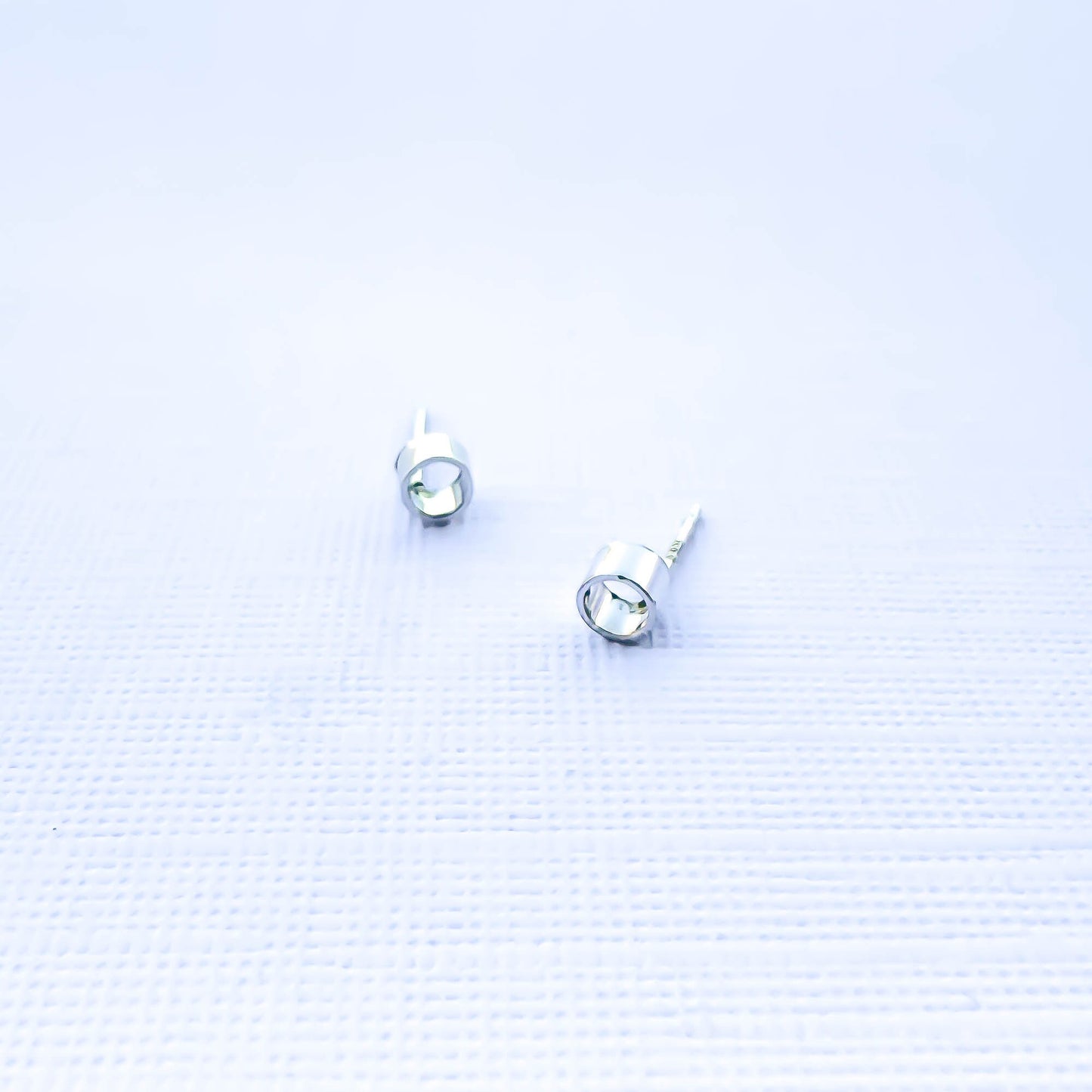 Silver Chunk Open Circle Stud Earrings