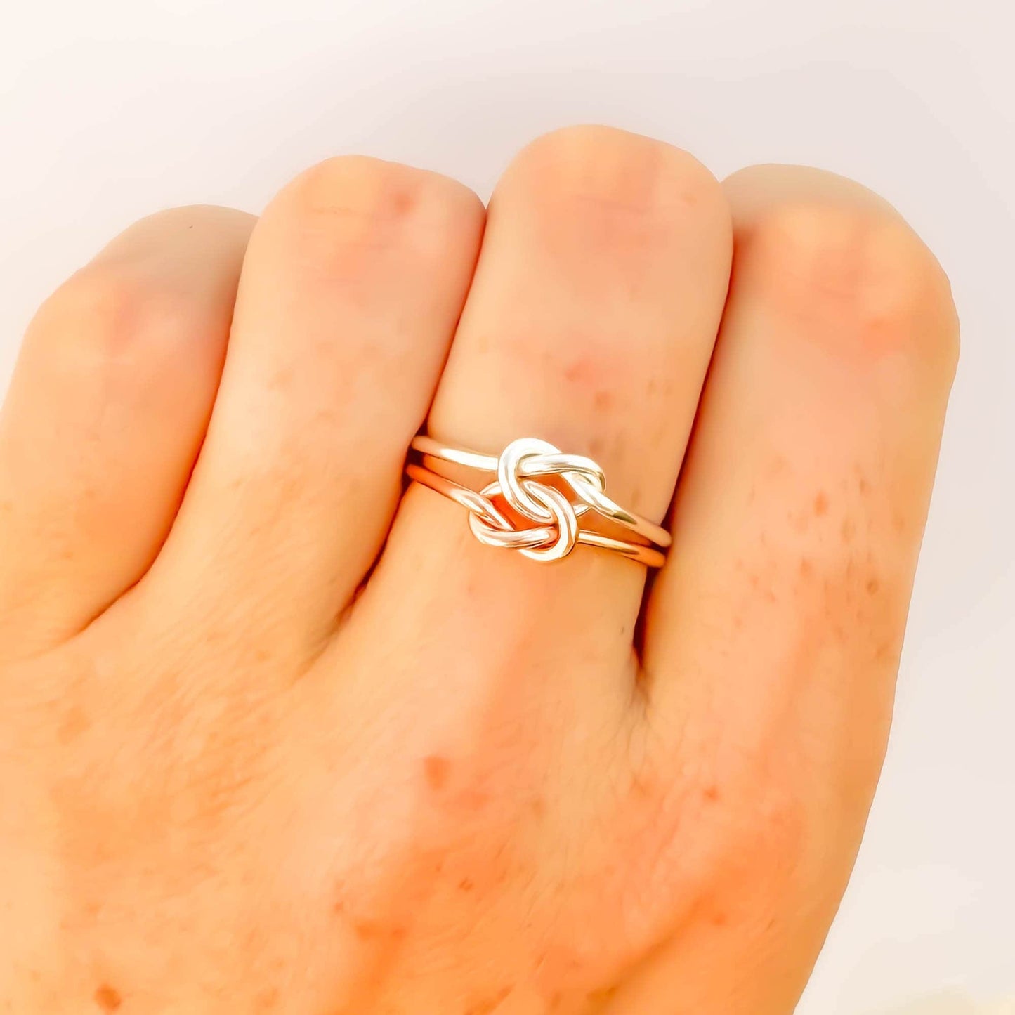 SIZE 7 Double Knot Ring, 14K Rose Gold Filled & 925 Sterling Silver