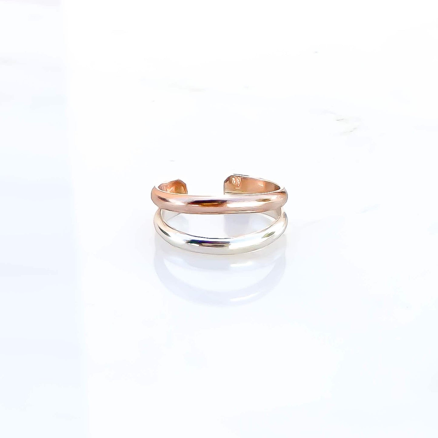 Two Band Conch Ear Cuff, 14K Rose Gold Filled & Sterling Silver