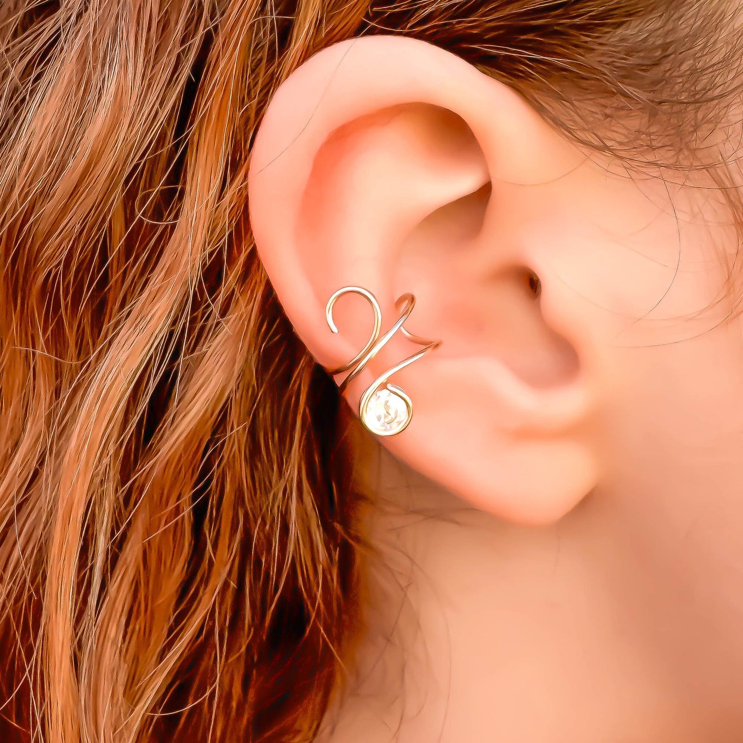 Curl Ear Cuff with Simulated Diamond (CZ), 14K Gold Filled