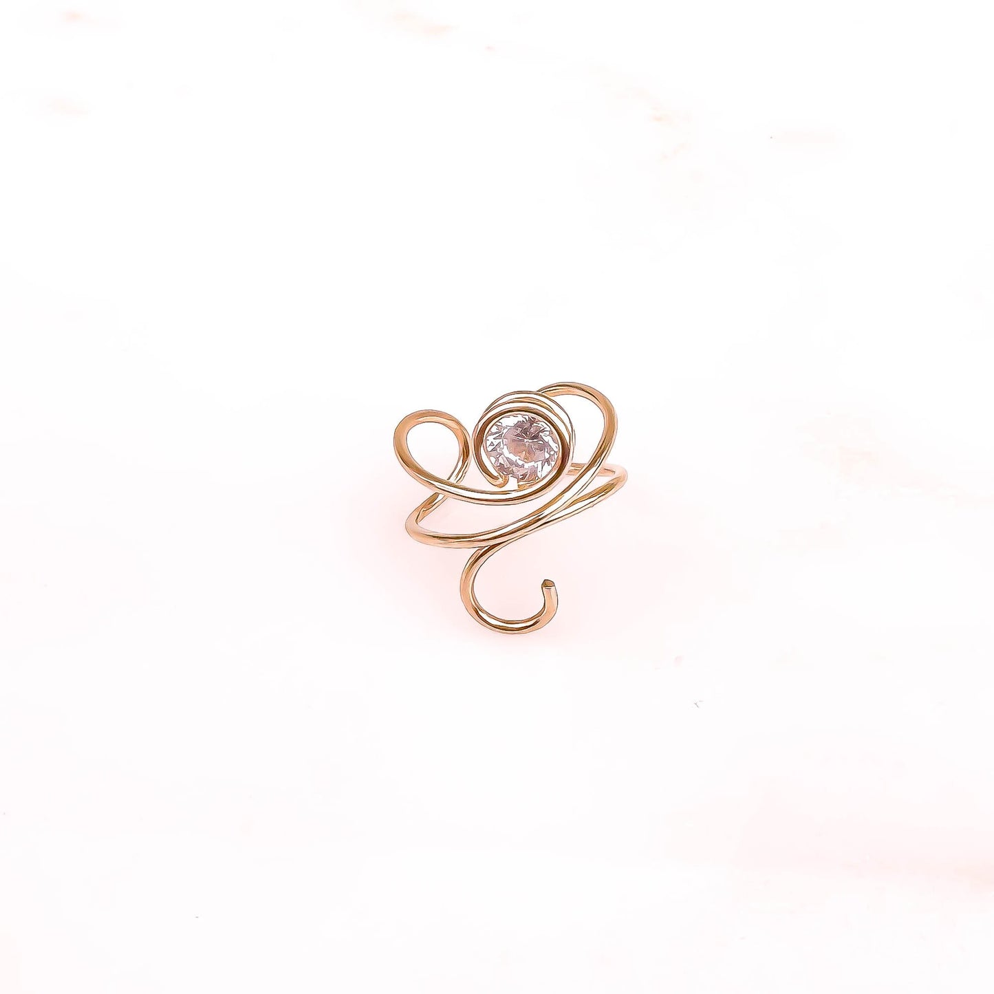 Curl Ear Cuff with Simulated Diamond (CZ), 14K Gold Filled
