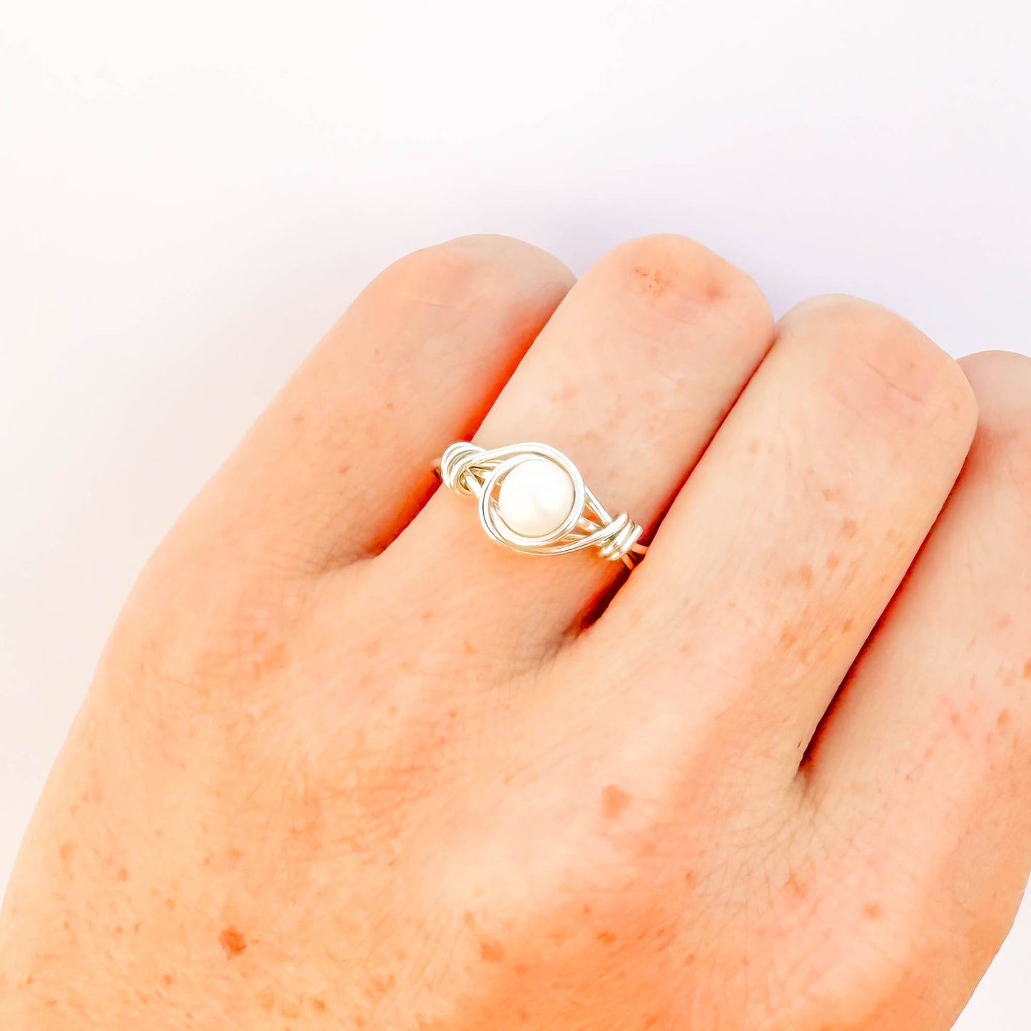 SIZE 7 Genuine Freshwater Pearl Ring, 925 Sterling Silver