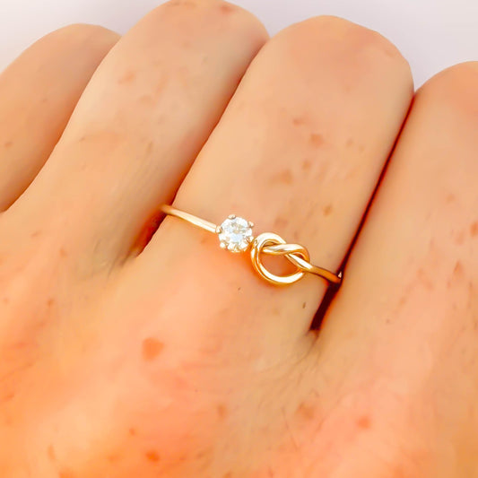 SIZE 8.25 CZ Knot Ring, 14K Gold Filled