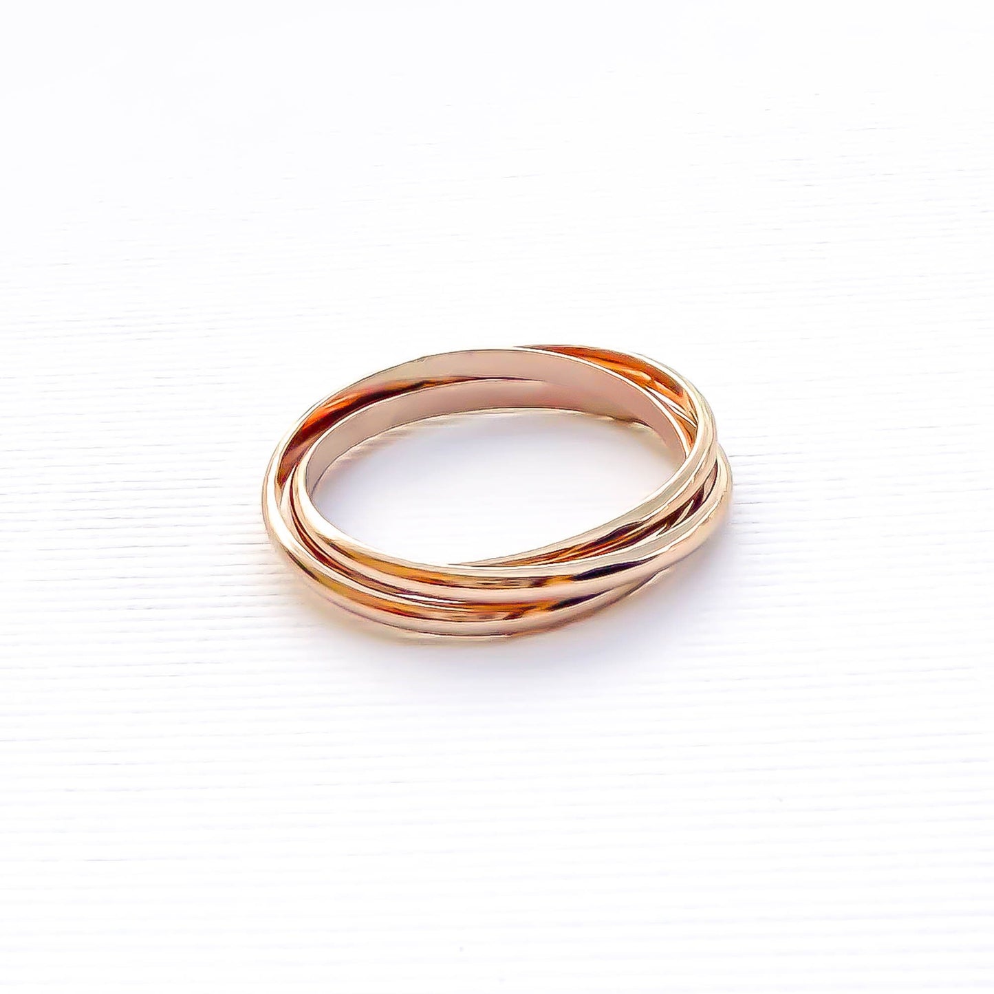 SIZE 5.75 Triple Band Fidget Ring, 14K Rose Gold Filled